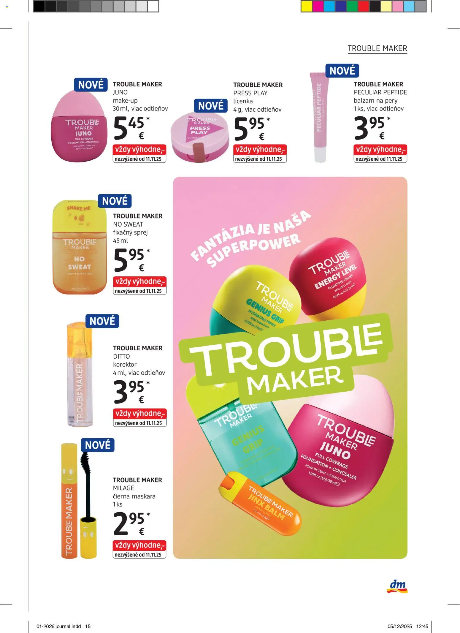 Nové dm drogerie akcie – leták je platný od 01.01.2026 | Strana: 15 | Produkty: Korektor, Lícenka