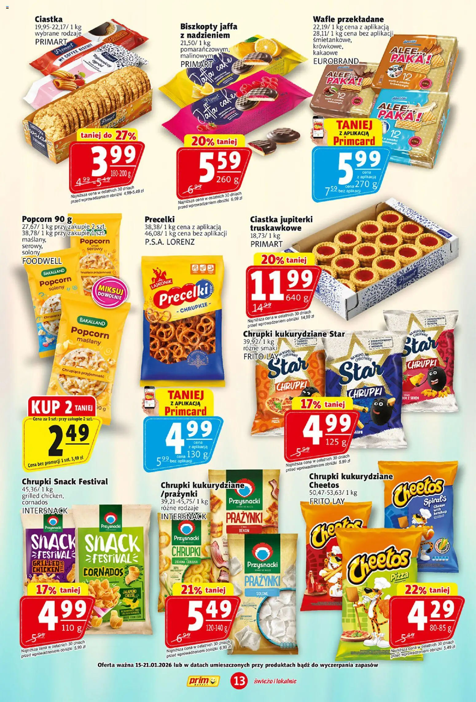 Prim Market Gazetka od 15.01.2026 | Strona: 13 | Produkty: Chrupki, Por, Popcorn, Ciastka
