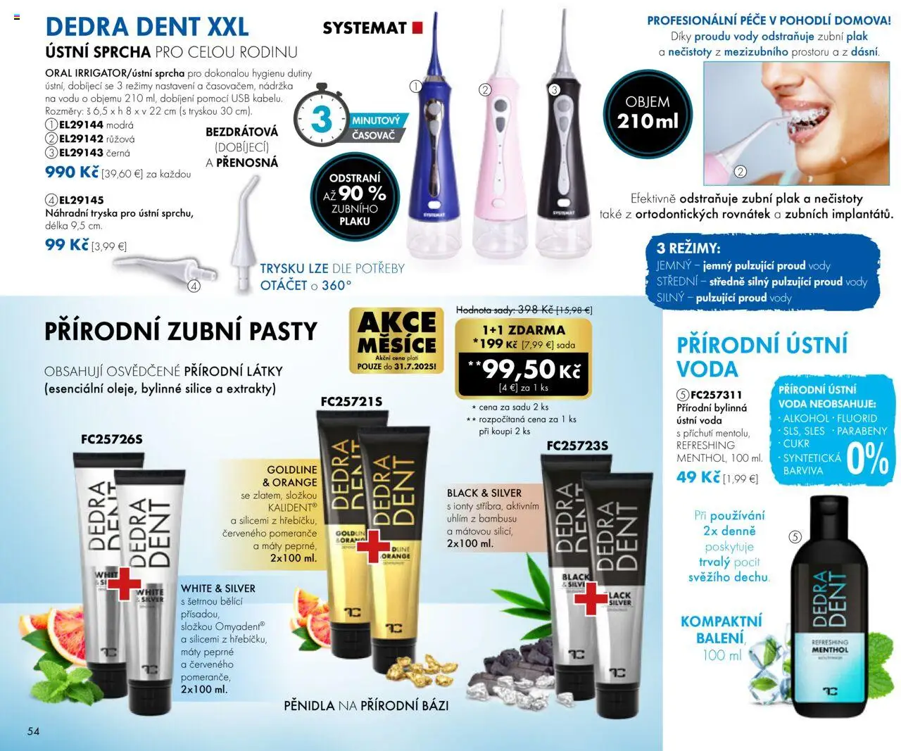 Dedra Katalog 7 2025 │ platný od 20.06.2025 | Strana: 54 | Produkty: Sprcha, Voda, Alkohol, USB