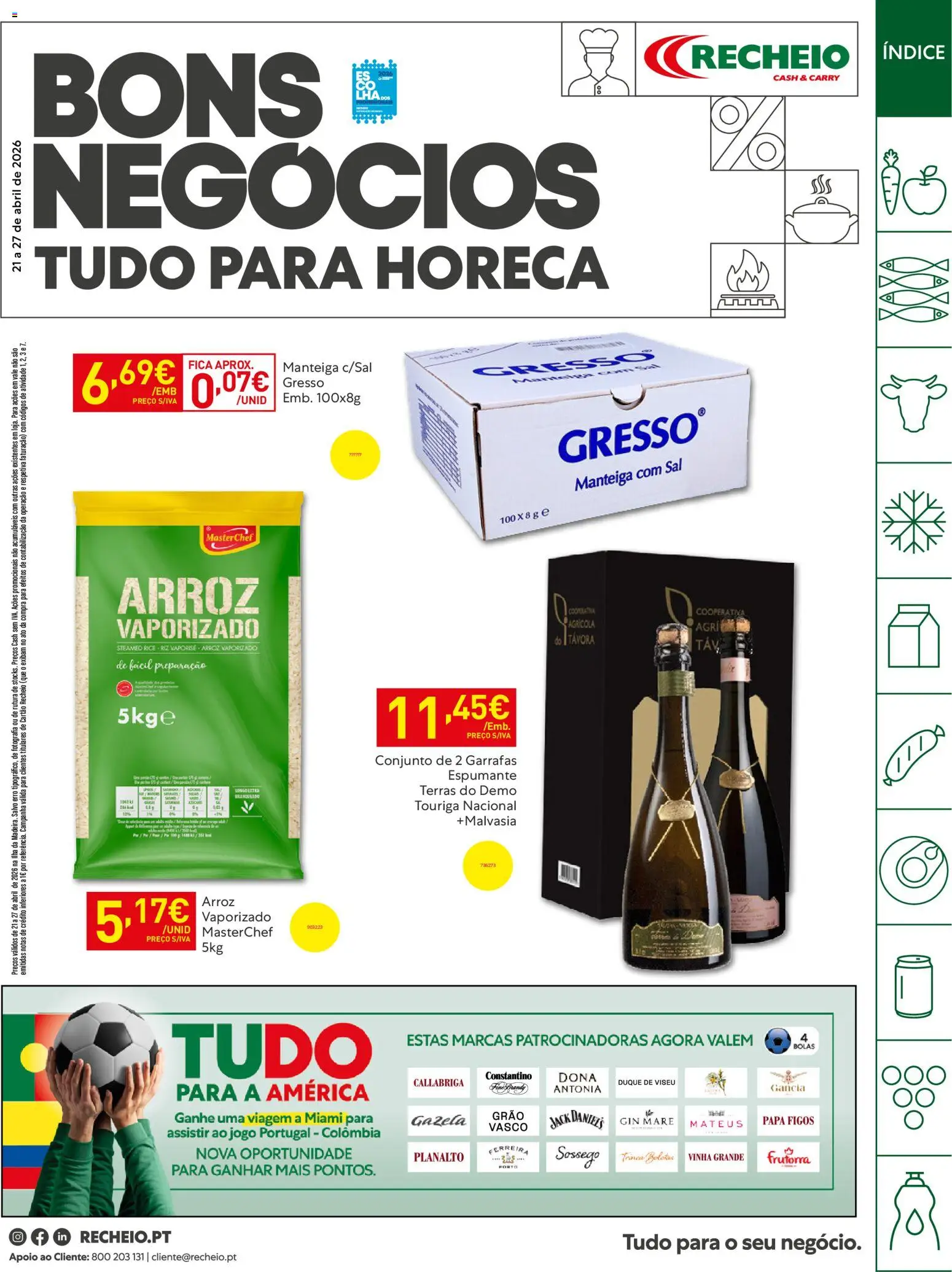 Recheio - Horeca Bons Negócios Madeira │ válido de 21.04.2026 | Página: 1 | Produtos: Espumante, Sal, Manteiga, Gin