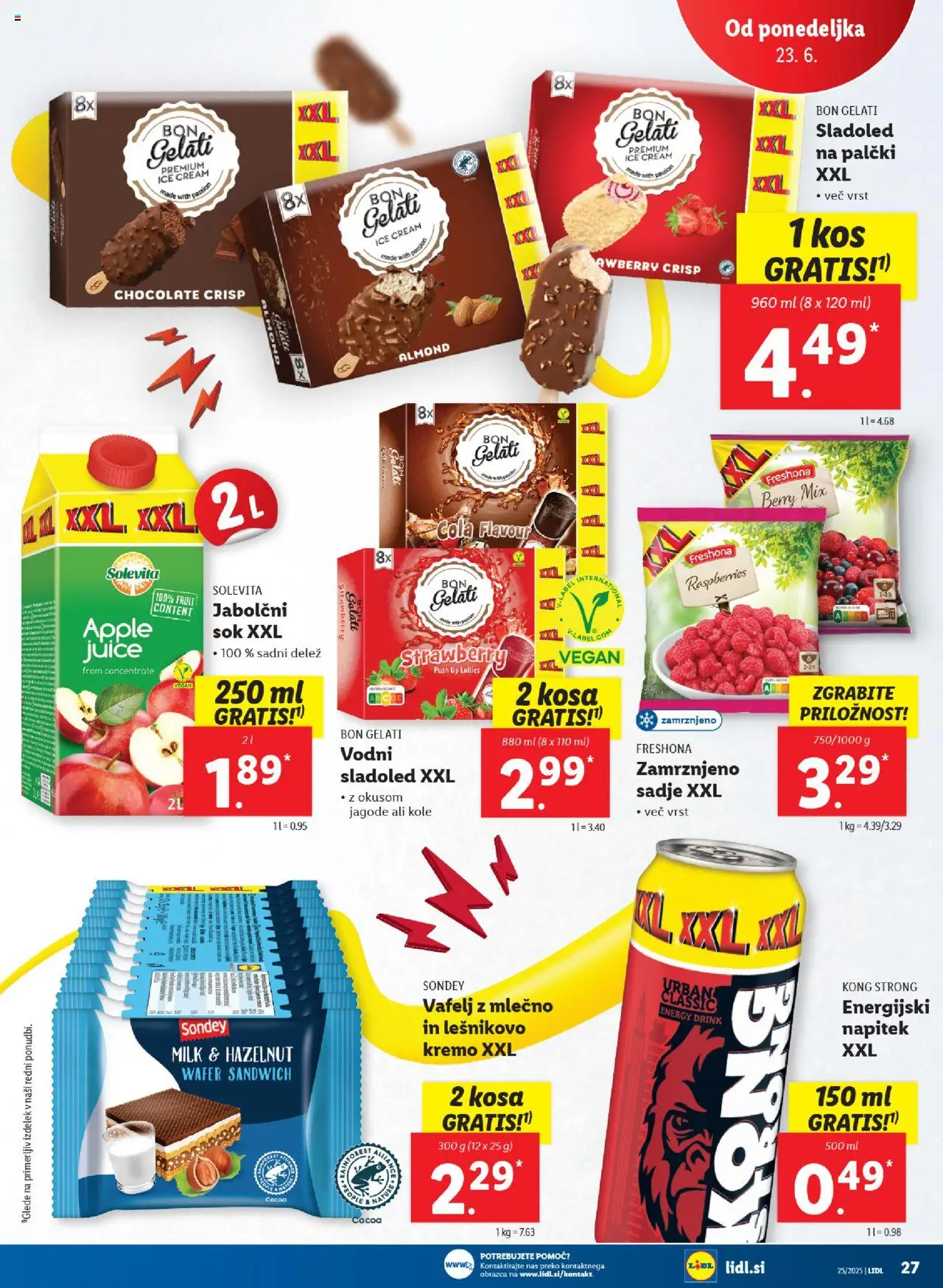 Lidl katalog │ velja od 19.06.2025 | Stran: 55 | Izdelki: Sok, Jagode, Sladoled, Sadje