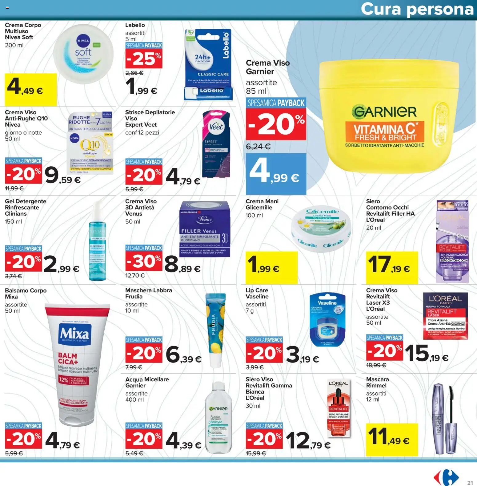 Volantino Carrefour del 15.01.2026 | Pagina: 21 | Prodotti: Mascara, Crema, Acqua micellare, Sorbetto