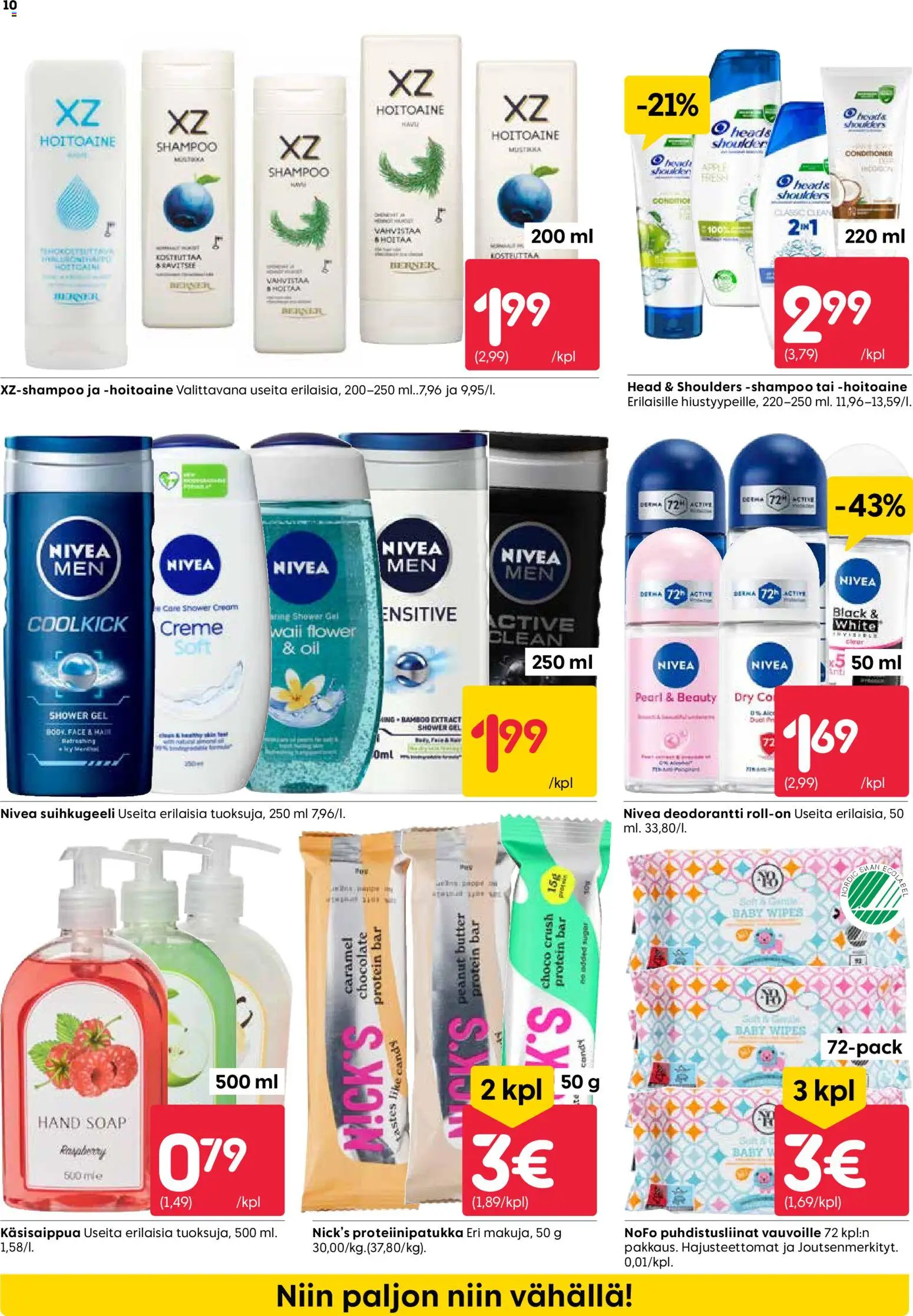 Rusta tarjoukset – voimassa 05.01.2026 alkaen | Sivu: 10 | Tuotteet: Suihkugeeli, Käsisaippua, Puhdistusliinat, Proteiinipatukka