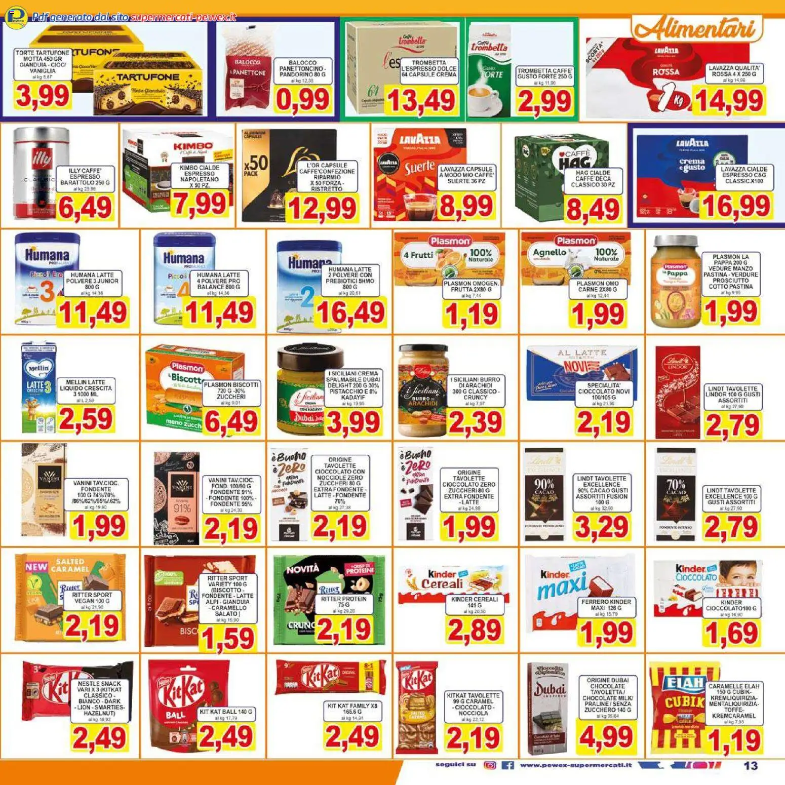 Volantino Pewex del 29.10.2025 | Pagina: 13 | Prodotti: Manzo, Cereali, Verdure, Lavazza