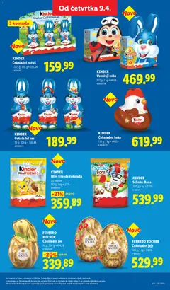 KINDER Čokoladni zec, 55 g; 100 g = 345.44 - pregled Lidl kataloga - važi od 09.04.2026 | Strana: 71 | Proizvode: Čokolada, Ferrero