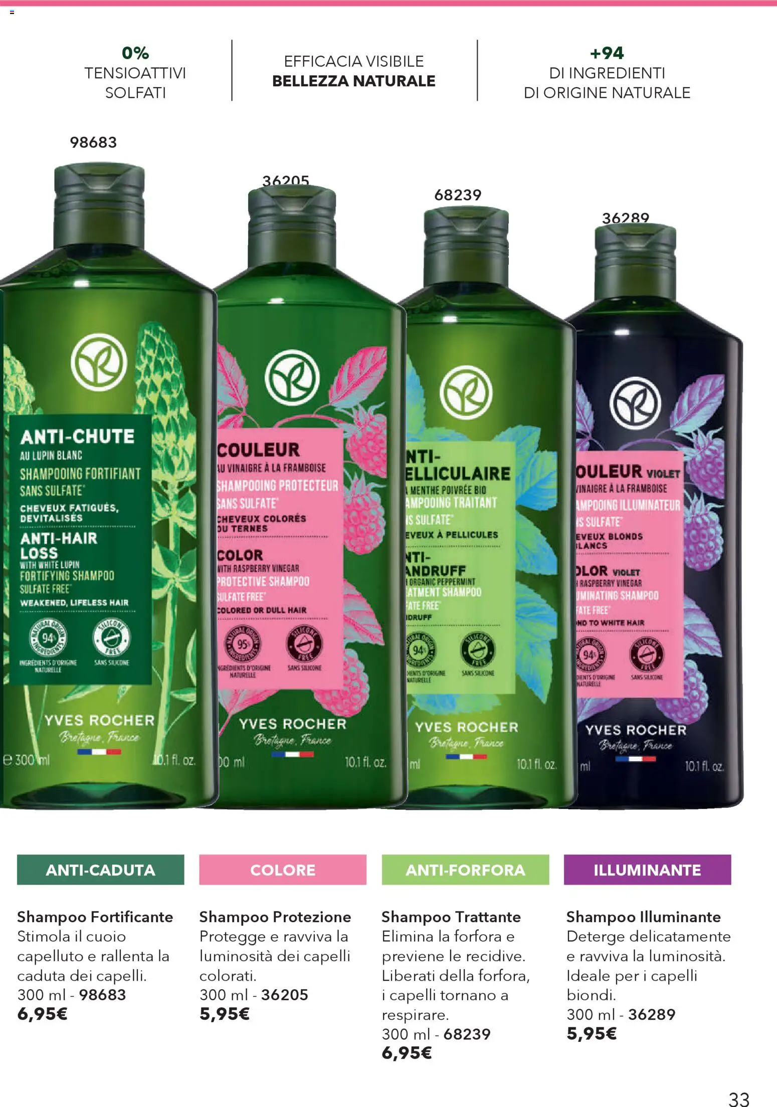 Volantino Yves Rocher del 23.04.2026 | Pagina: 33 | Prodotti: Illuminante, Shampoo, Silicone