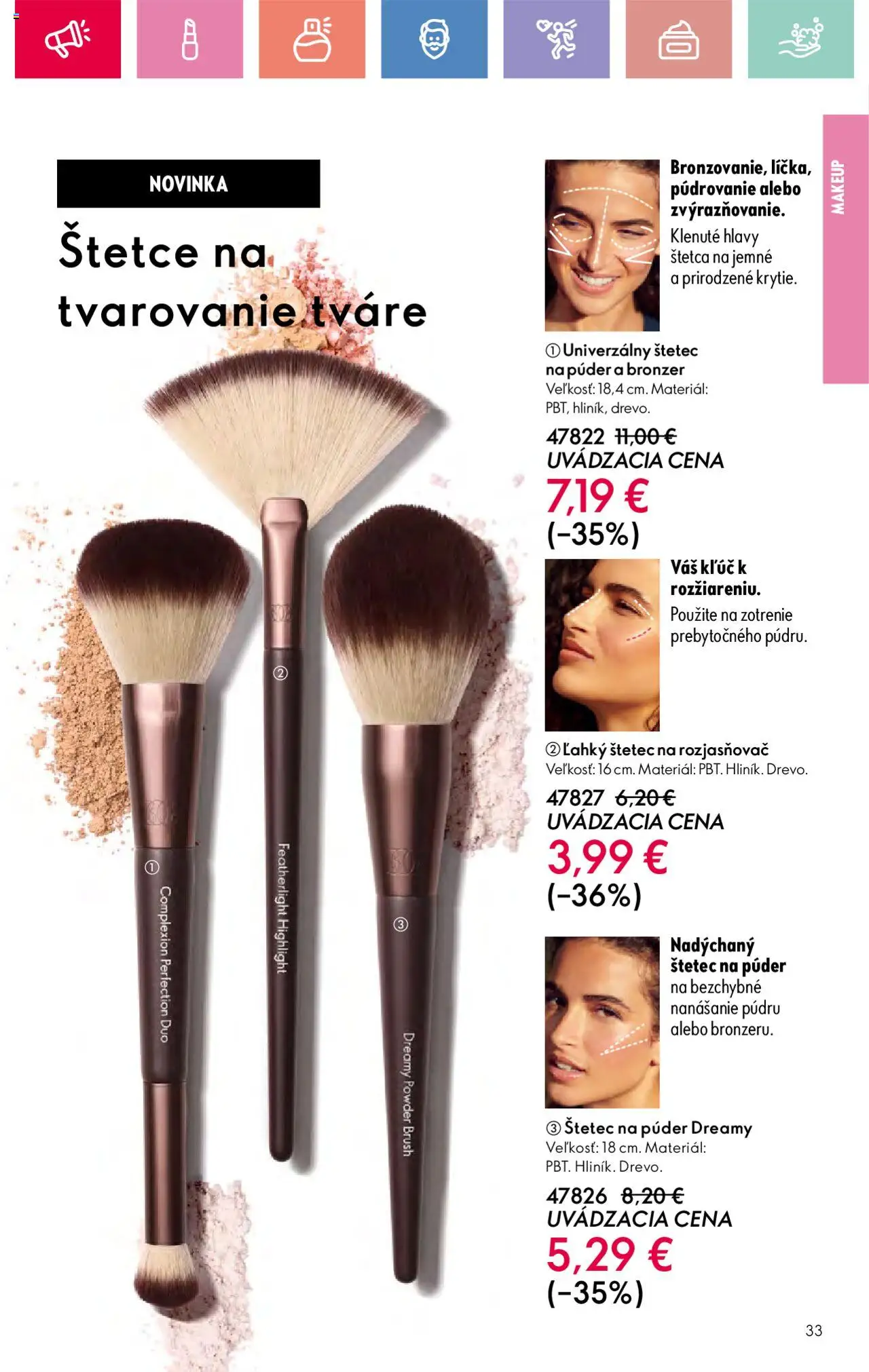 Katalóg Oriflame 10 2025 │ platný od 06.07.2025 | Strana: 33 | Produkty: Púder, Bronzer, Rozjasňovač, Štetec