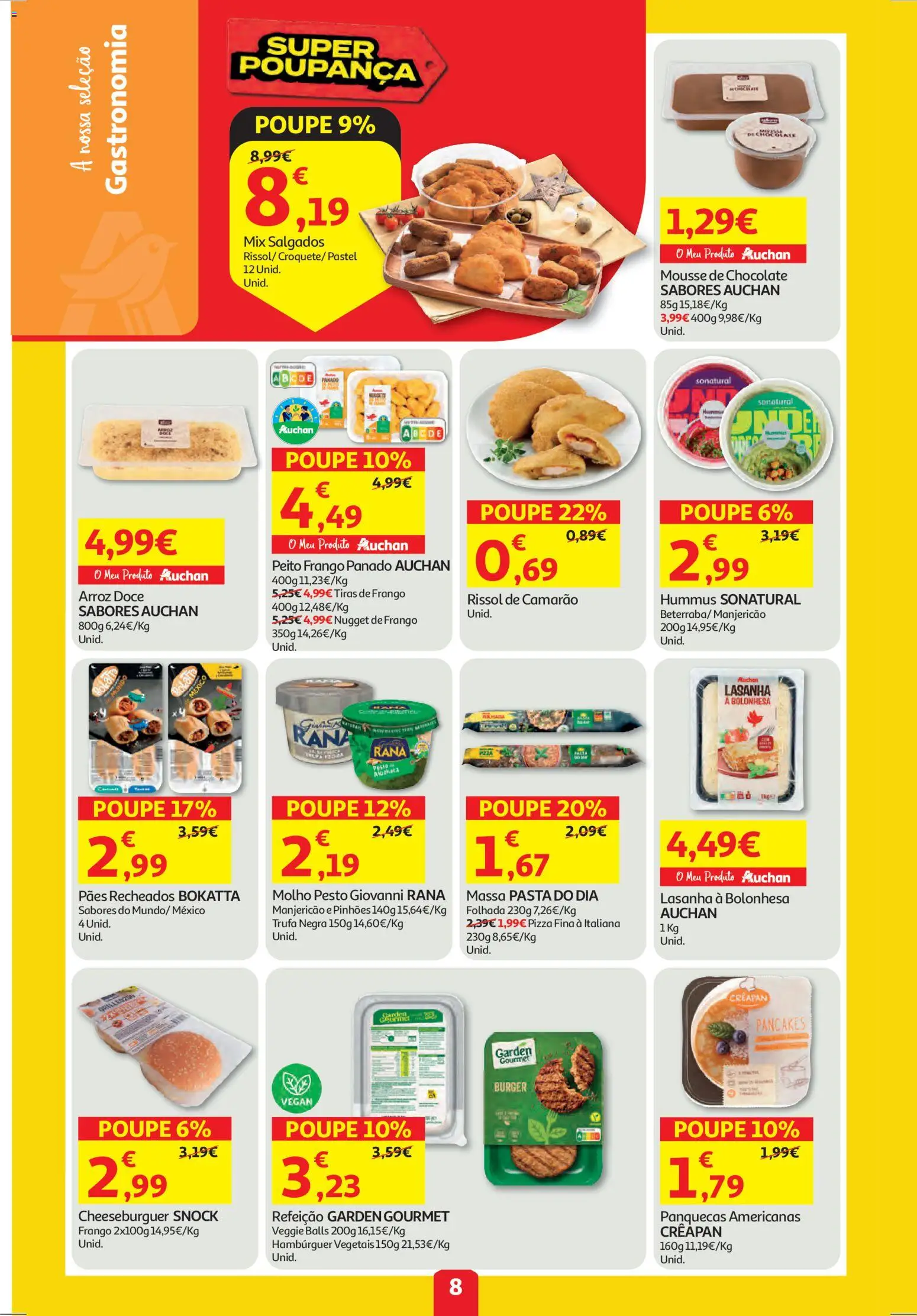 Auchan folheto │ válido de 06.11.2025 | Página: 8 | Produtos: Mousse de chocolate, Hambúrguer, Camarão, Arroz