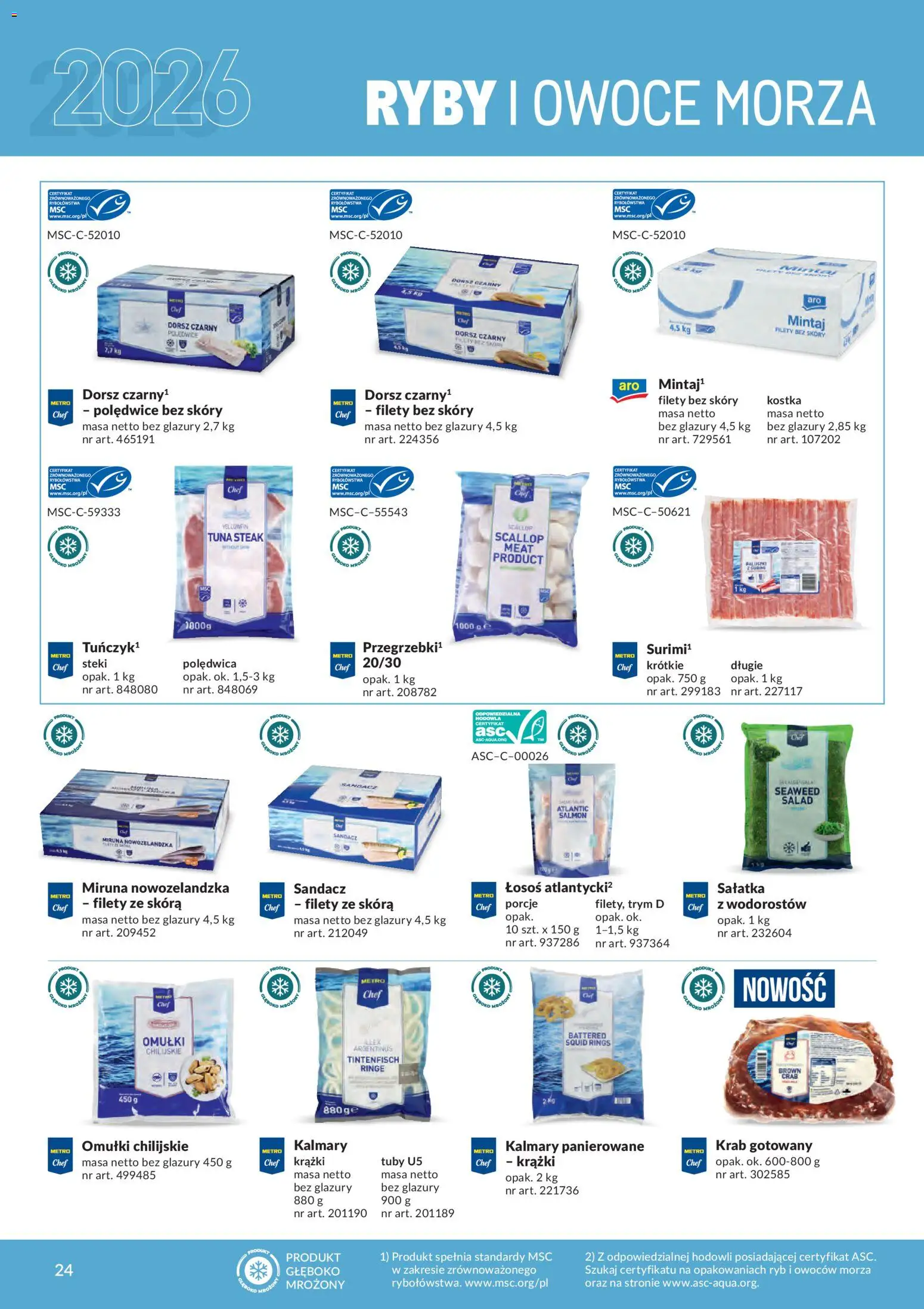 Makro gazetka - Produktów marek własnych dla profesjonalnej Gastronomii od 01.03.2026 | Strona: 24 | Produkty: Dorsz, Kalmary, Dorsz czarny, Owoce morza