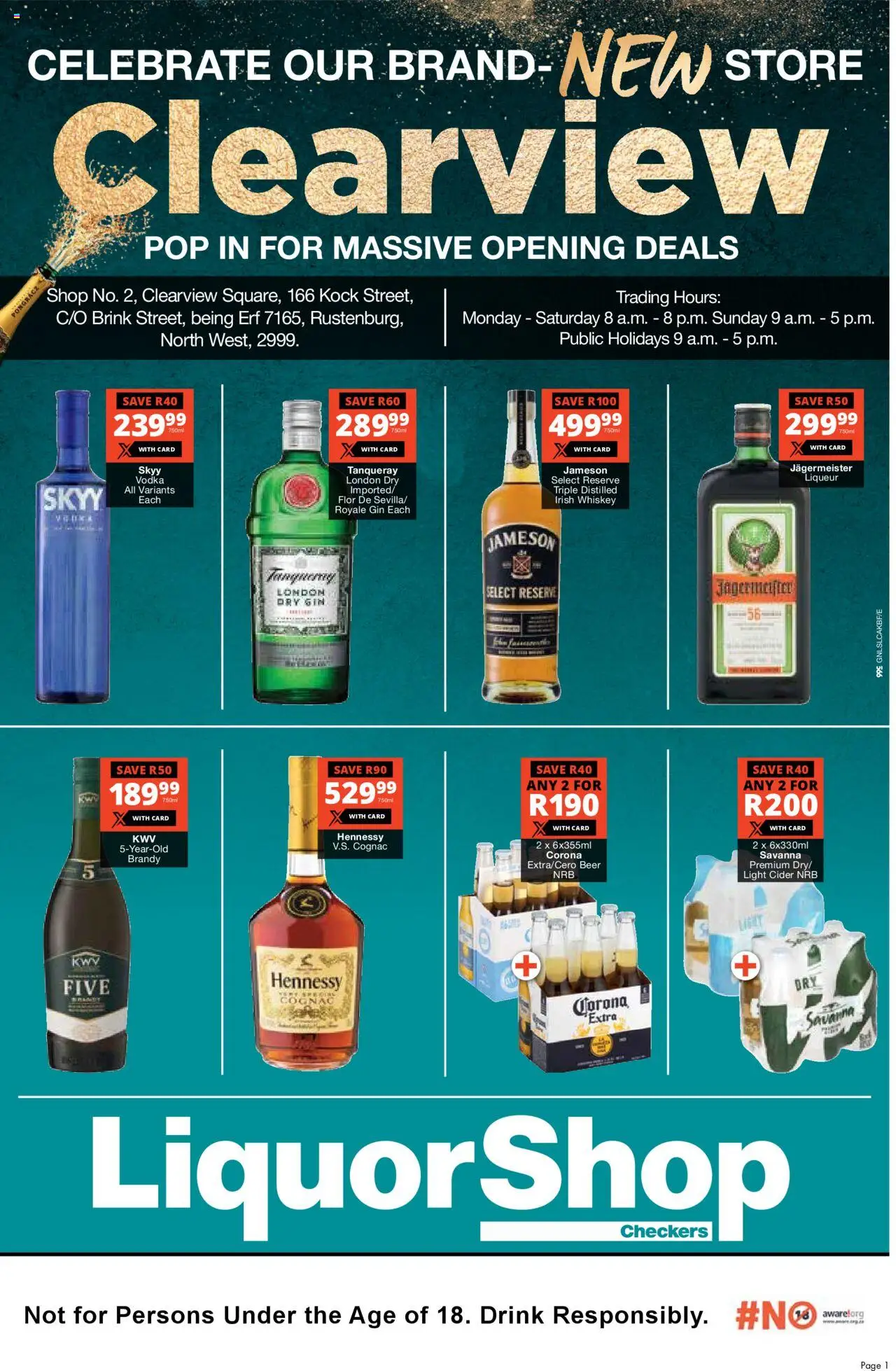 Checkers Gauteng - LiquorShop Clearview Store Opening │ valid from 28.07.2025 | Page: 1 | Products: Cider, Gin, Vodka, Whiskey