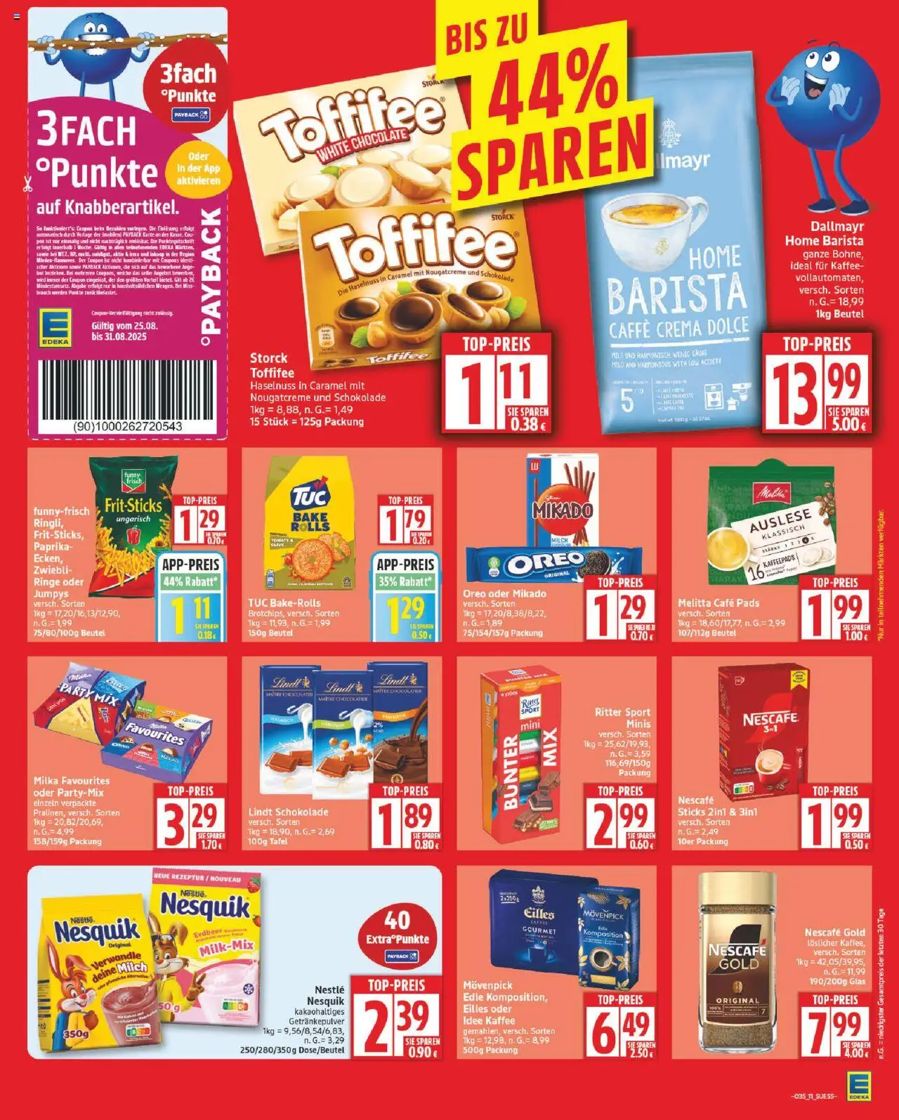 Edeka Prospekt 	 - gültig ab dem 25.08.2025 | Seite: 11 | Produkte: Kaffeepads, Ritter sport, Milka, Paprika