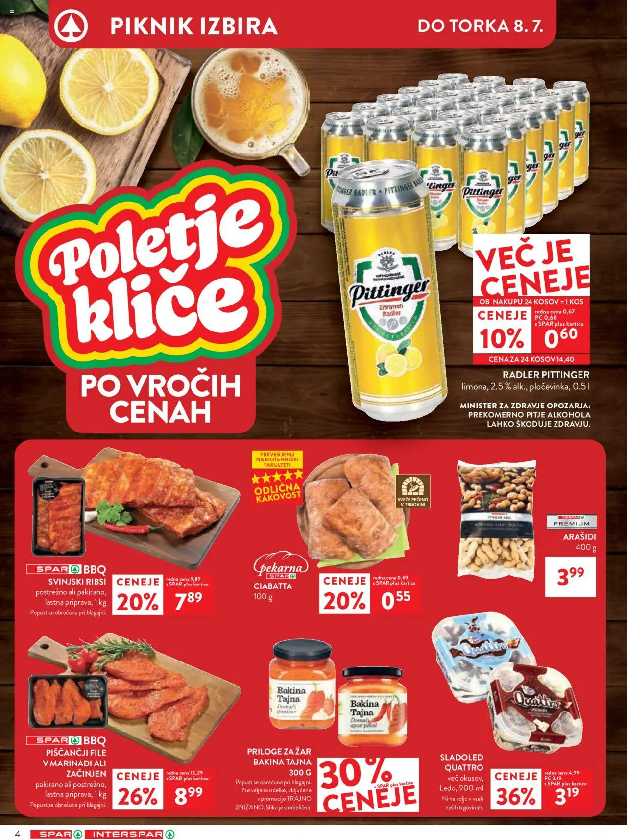 Spar katalog  27/25 │ velja od 02.07.2025 | Stran: 4 | Izdelki: Zar, Arašidi, Kos, Radler