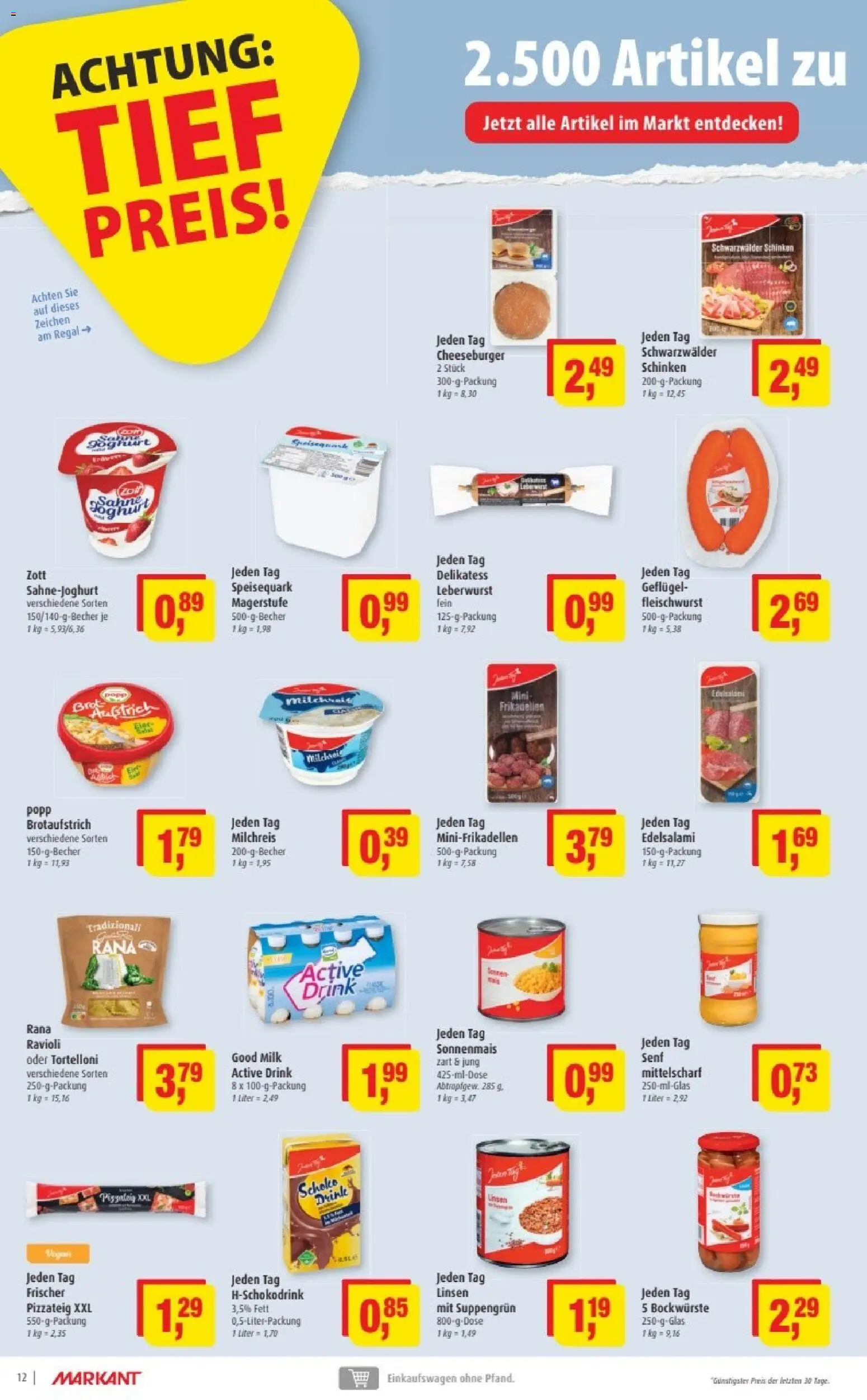 Markant Prospekt 	 – gültig ab 12.01.2026 | Seite: 12 | Produkte: Joghurt, Regal, Schinken, Speisequark