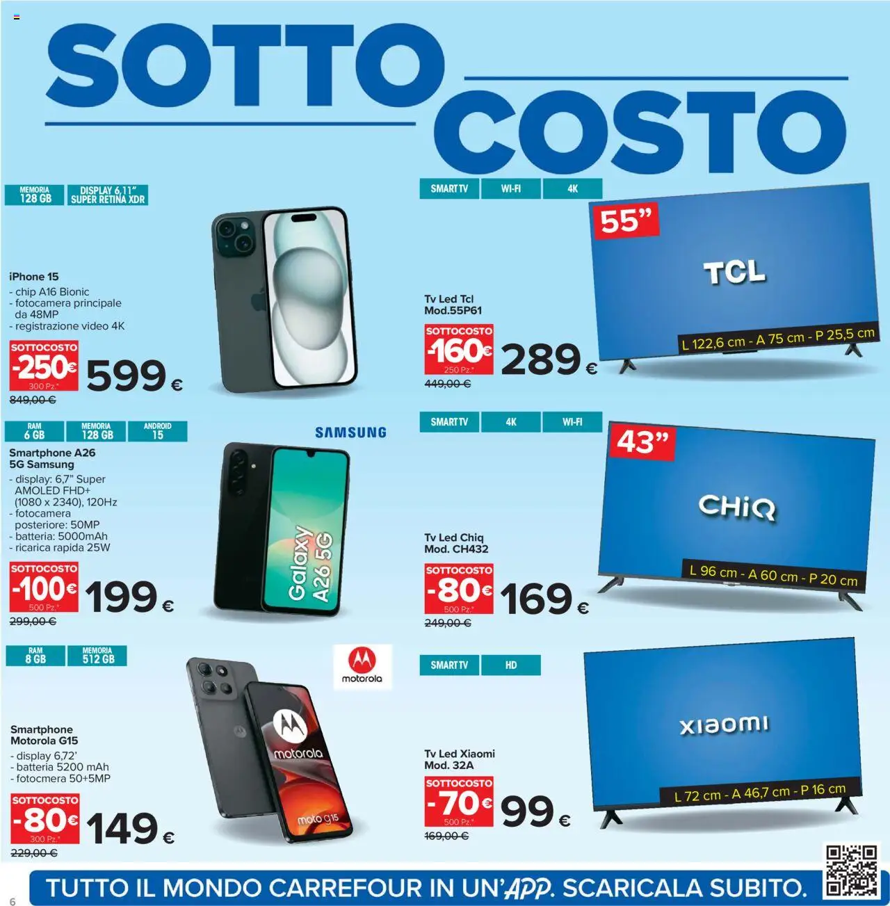 Volantino Carrefour del 05.09.2025 | Pagina: 6 | Prodotti: Iphone, smart TV, Fotocamera, Batteria