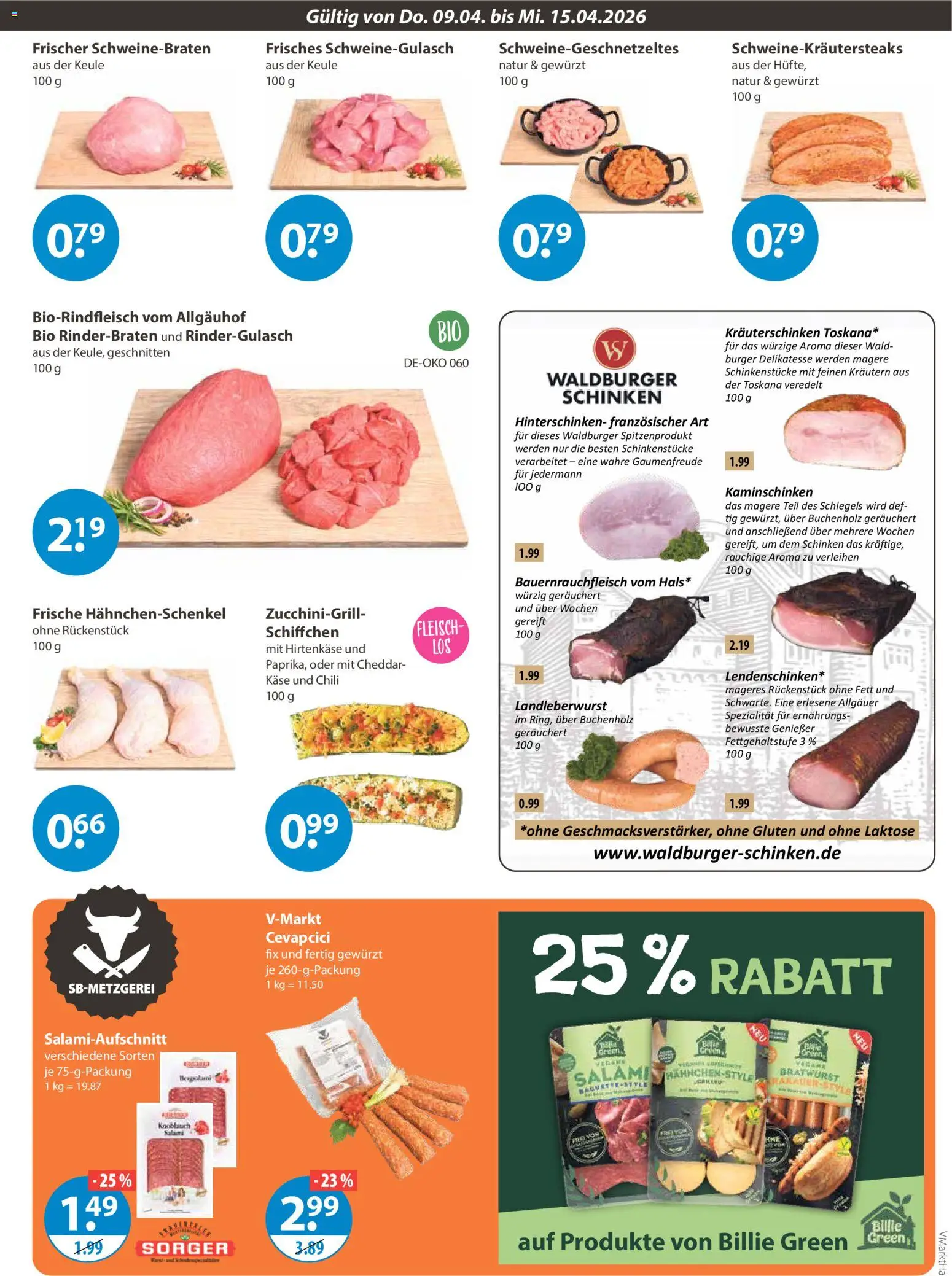 V-Markt Angebote – gültig ab 09.04.2026 | Seite: 3 | Produkte: Hahnchenschenkel, Burger, Knoblauch, Fleisch