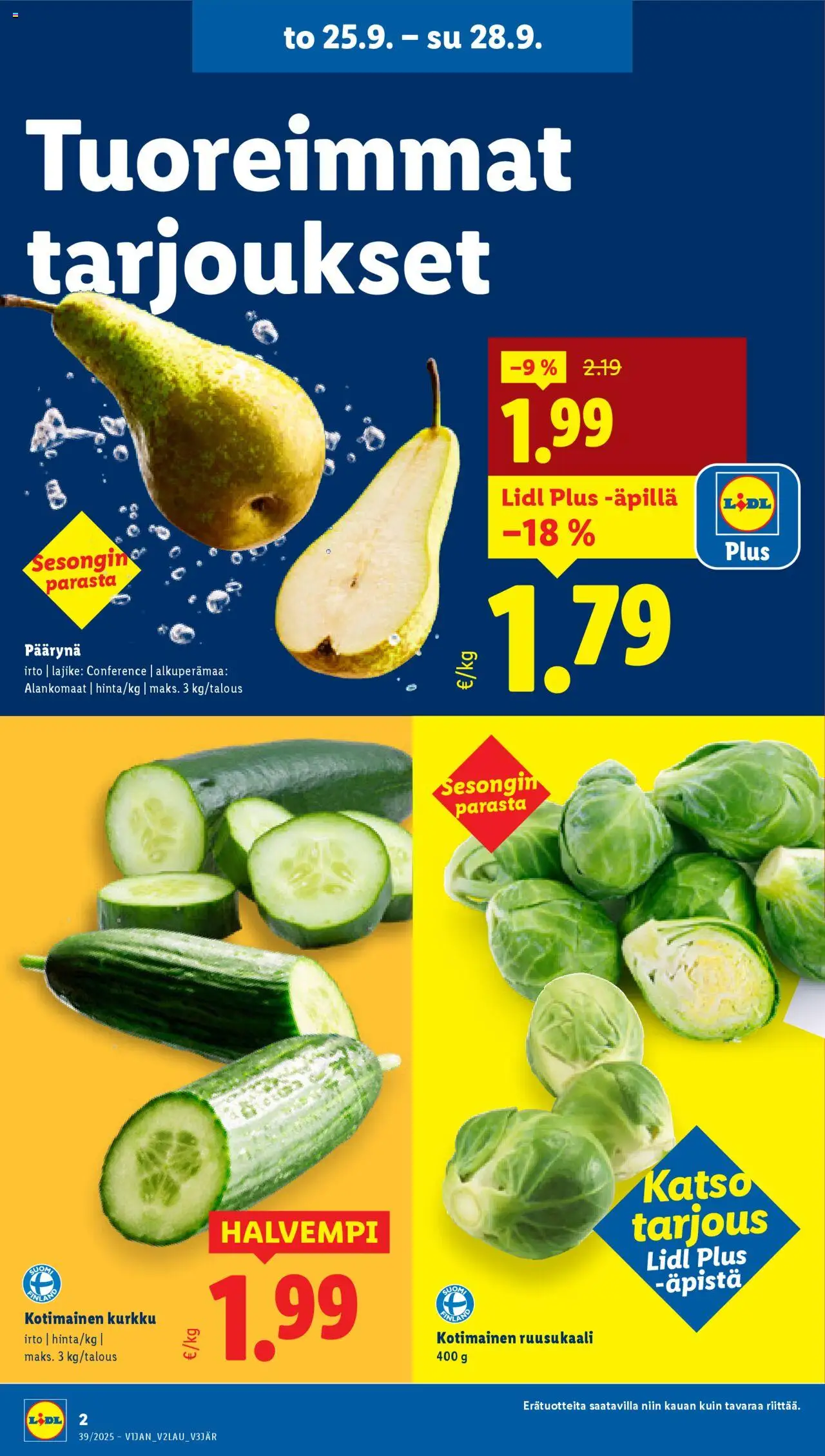 Lidl tarjoukset – voimassa 25.09.2025 alkaen | Sivu: 4 | Tuotteet: Ruusukaali, Kurkku