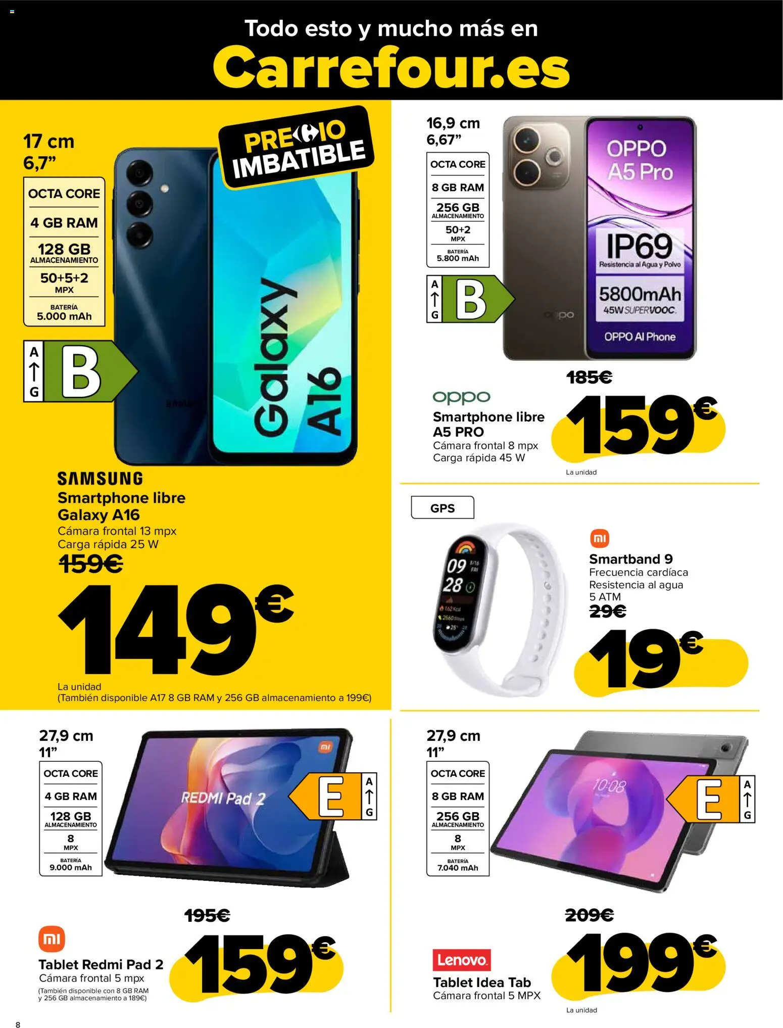 Carrefour - Black Friday │ válido desde el 12.11.2025 | Página: 8 | Productos: Smartphone, Tablet, Cámara, Batería