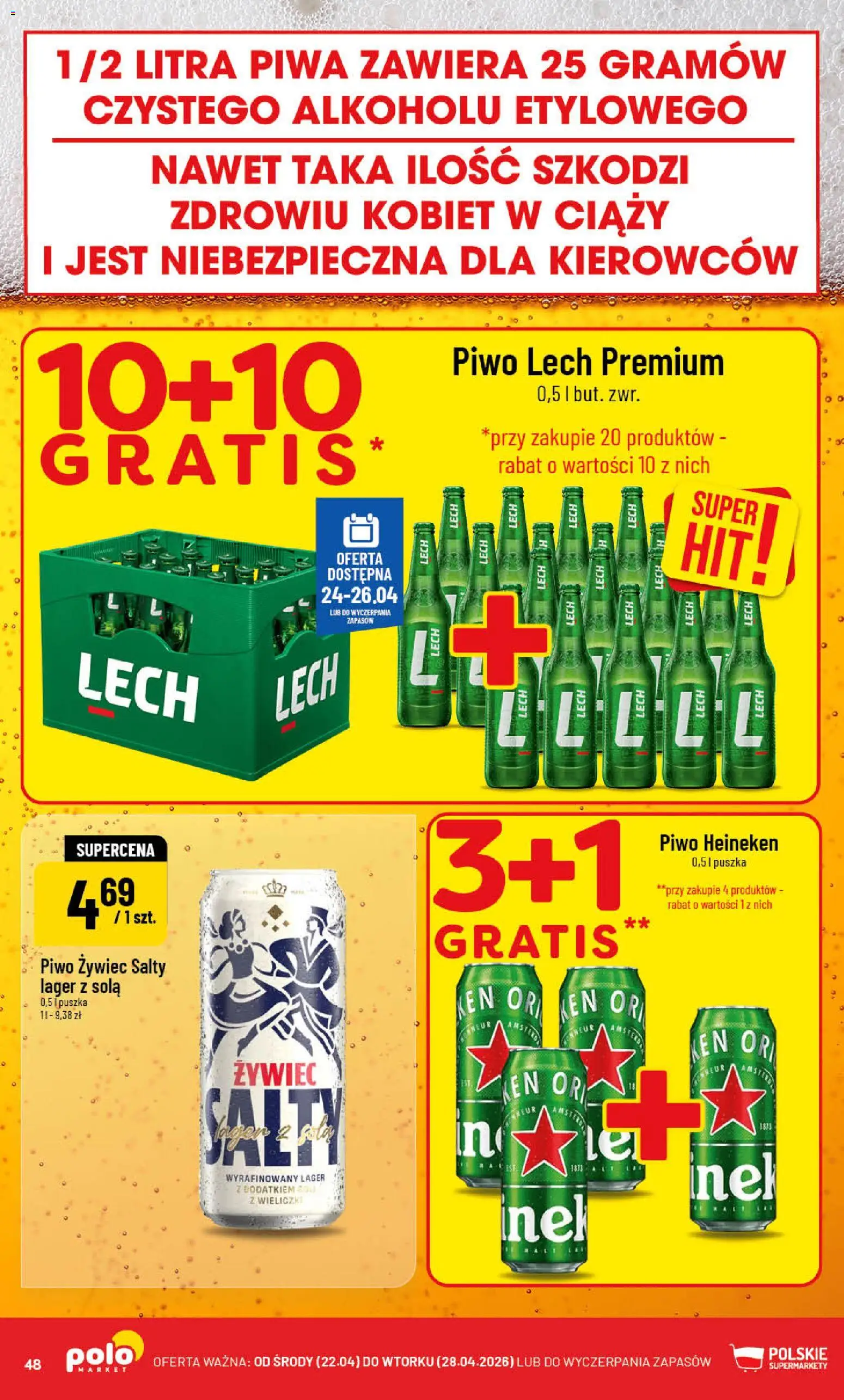 POLOmarket gazetka od 22.04.2026 | Strona: 48 | Produkty: Piwo, Heineken