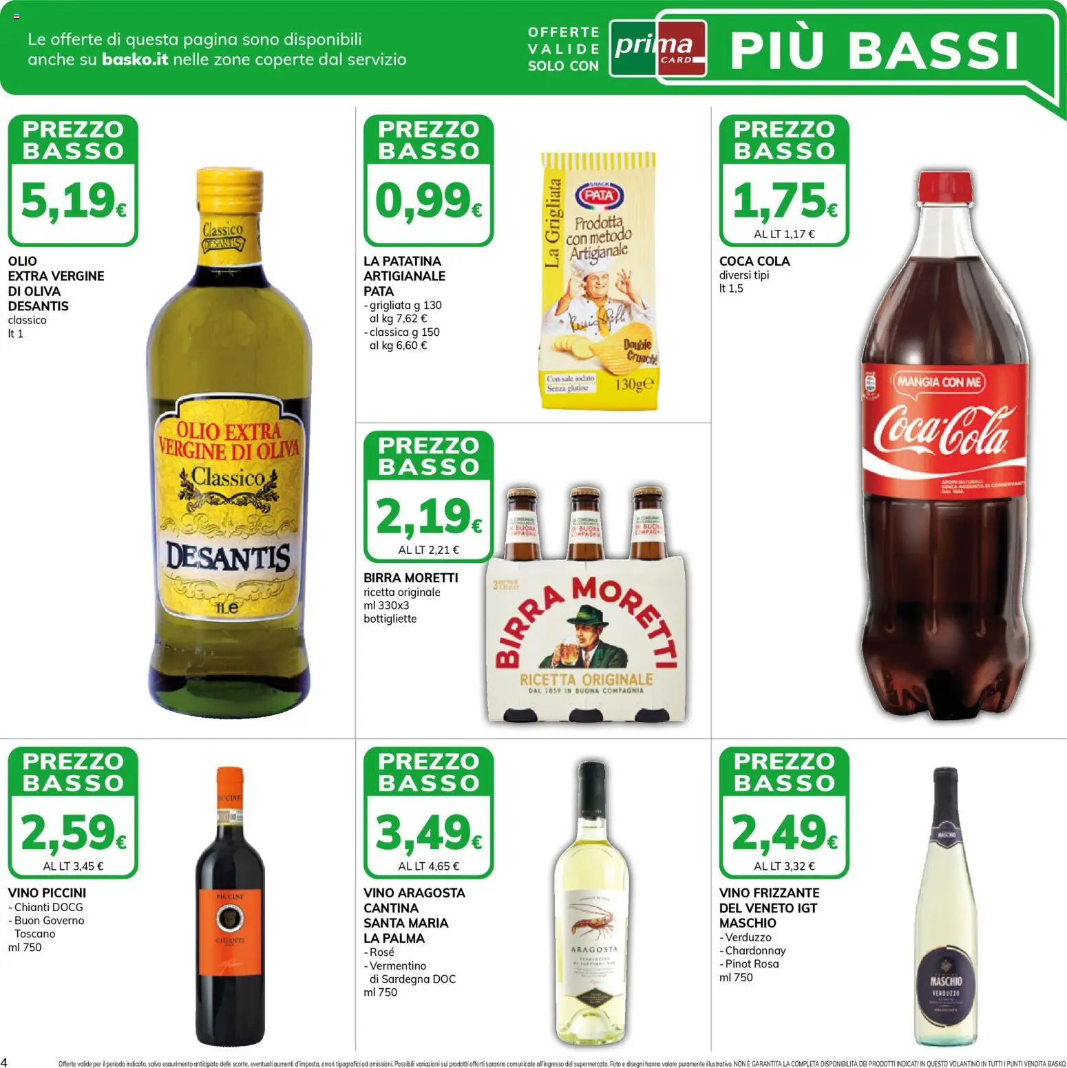 Volantino Basko del 27.01.2026 | Pagina: 4 | Prodotti: Birra, Olio, Vino, Birra Moretti