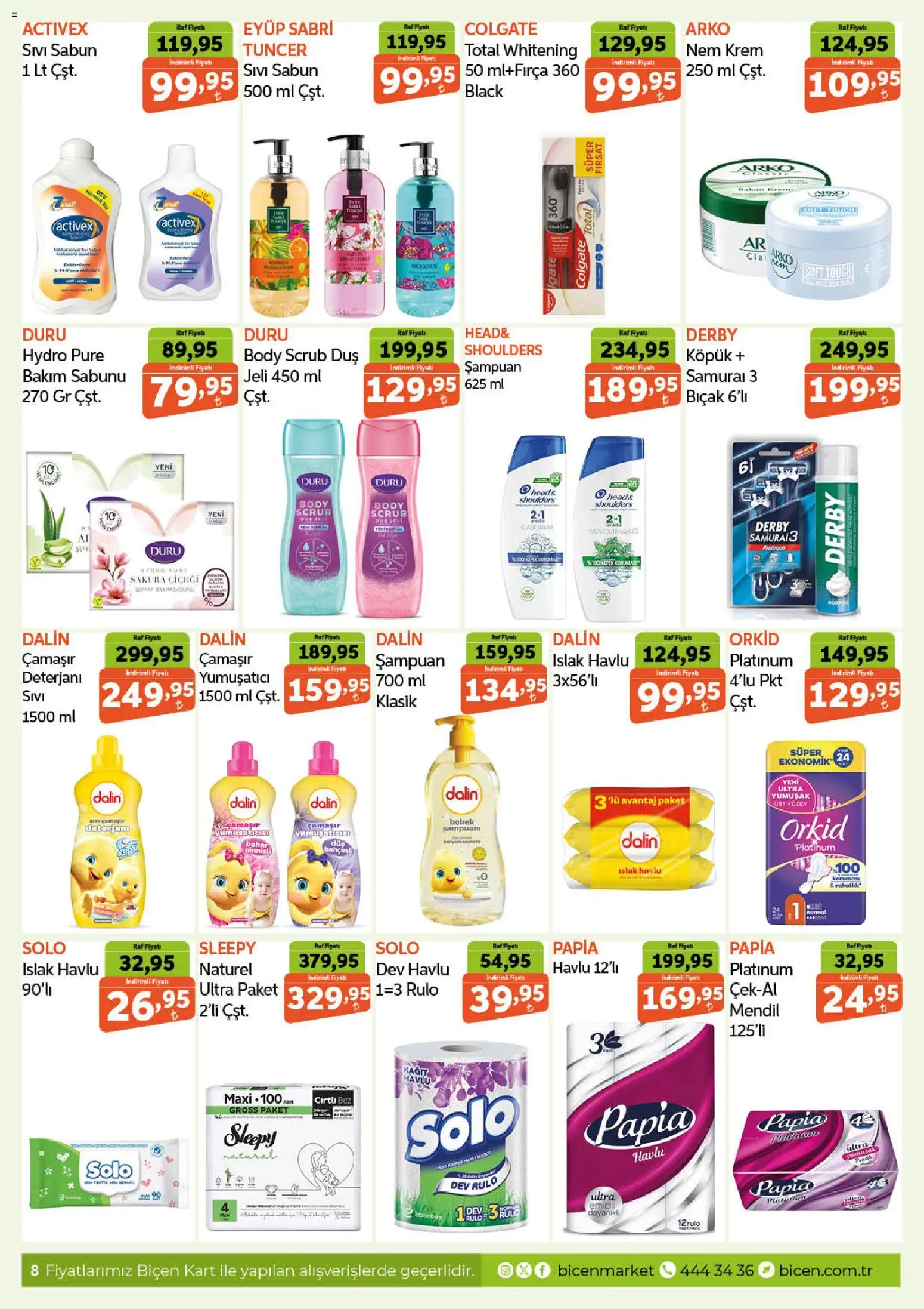 Biçen Market Katalog - 21.01.2026 tarihinden itibaren geçerlidir | Sayfa: 8 | Ürünler: Duş, Çamaşır deterjanı, Yumuşatıcı, Kağıt havlu