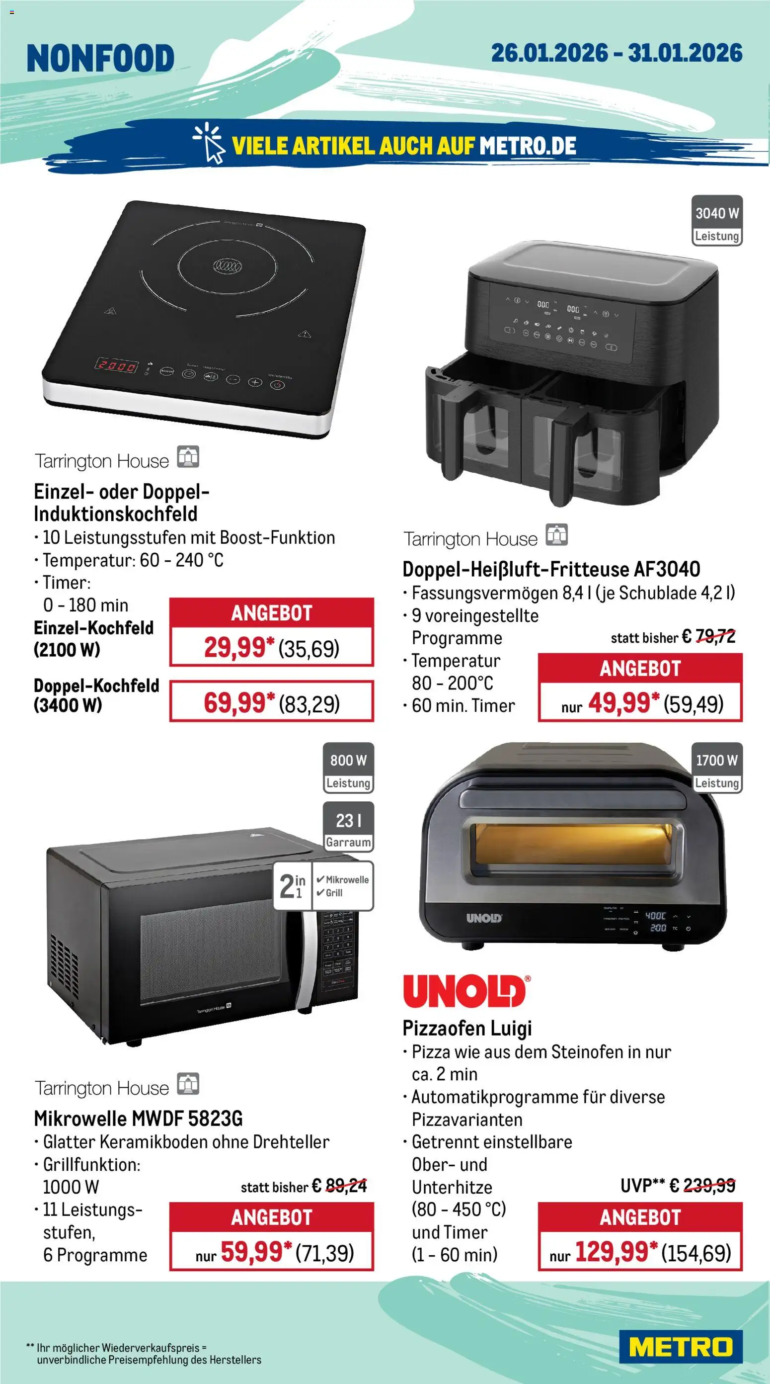 Metro Prospekt 	 – gültig ab 26.01.2026 | Seite: 20 | Produkte: Mikrowelle, Grill, Pizza