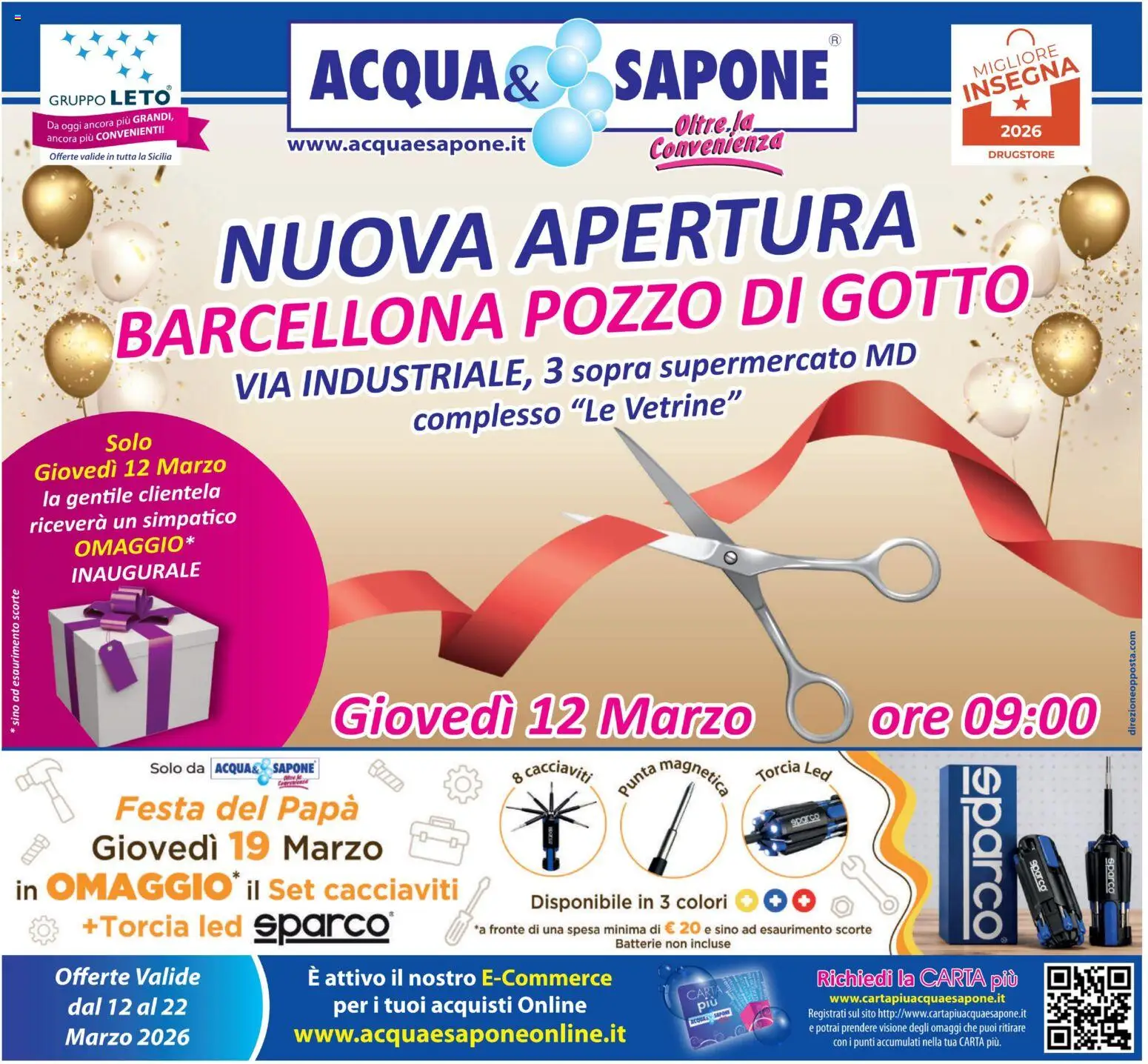 Volantino Acqua e Sapone del 12.03.2026 | Pagina: 1 | Prodotti: Sapone, Torcia, Batterie