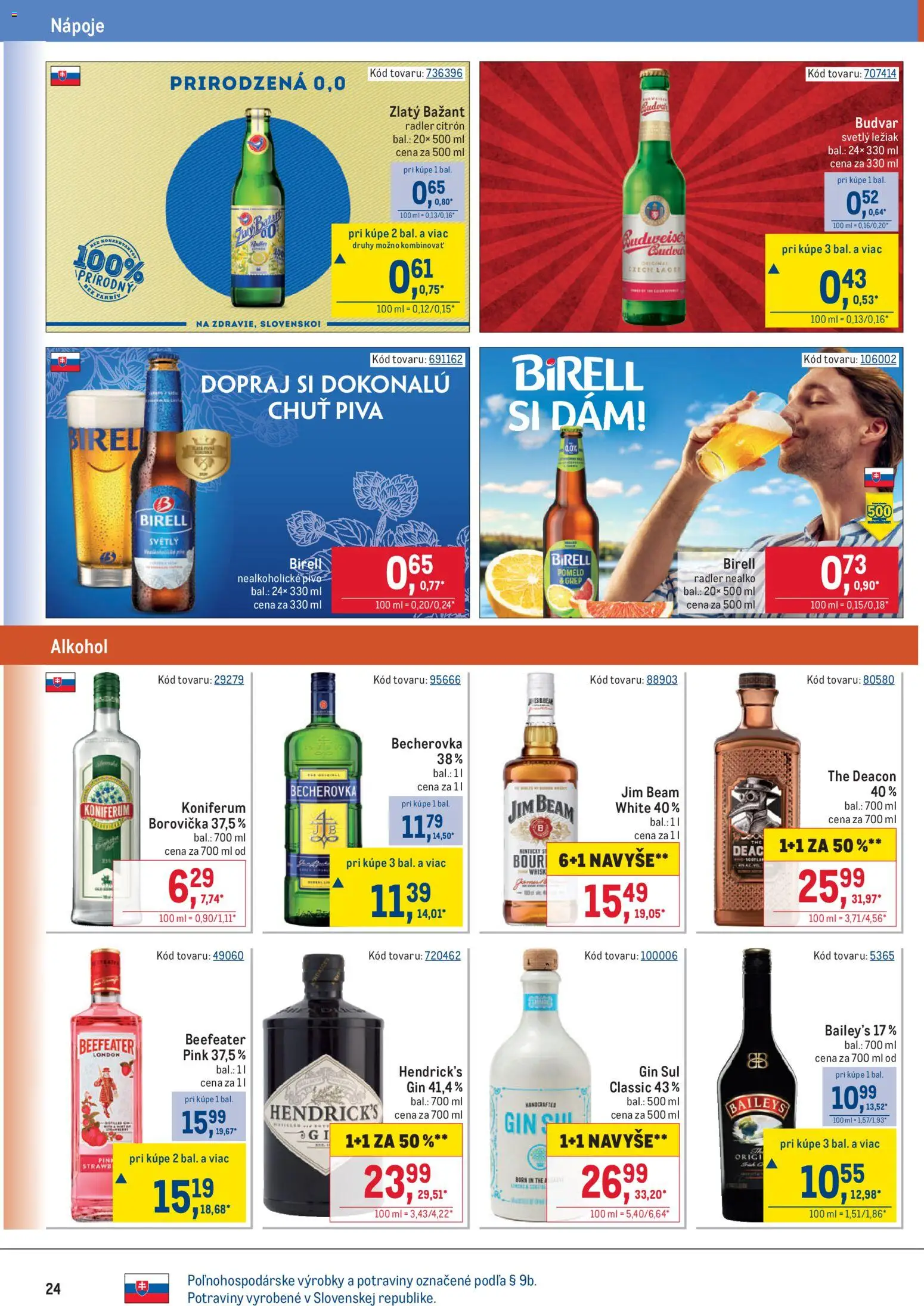 Nové Metro akcie – leták je platný od 25.03.2026 | Strana: 24 | Produkty: Becherovka, Jim Beam, Borovička, Gin
