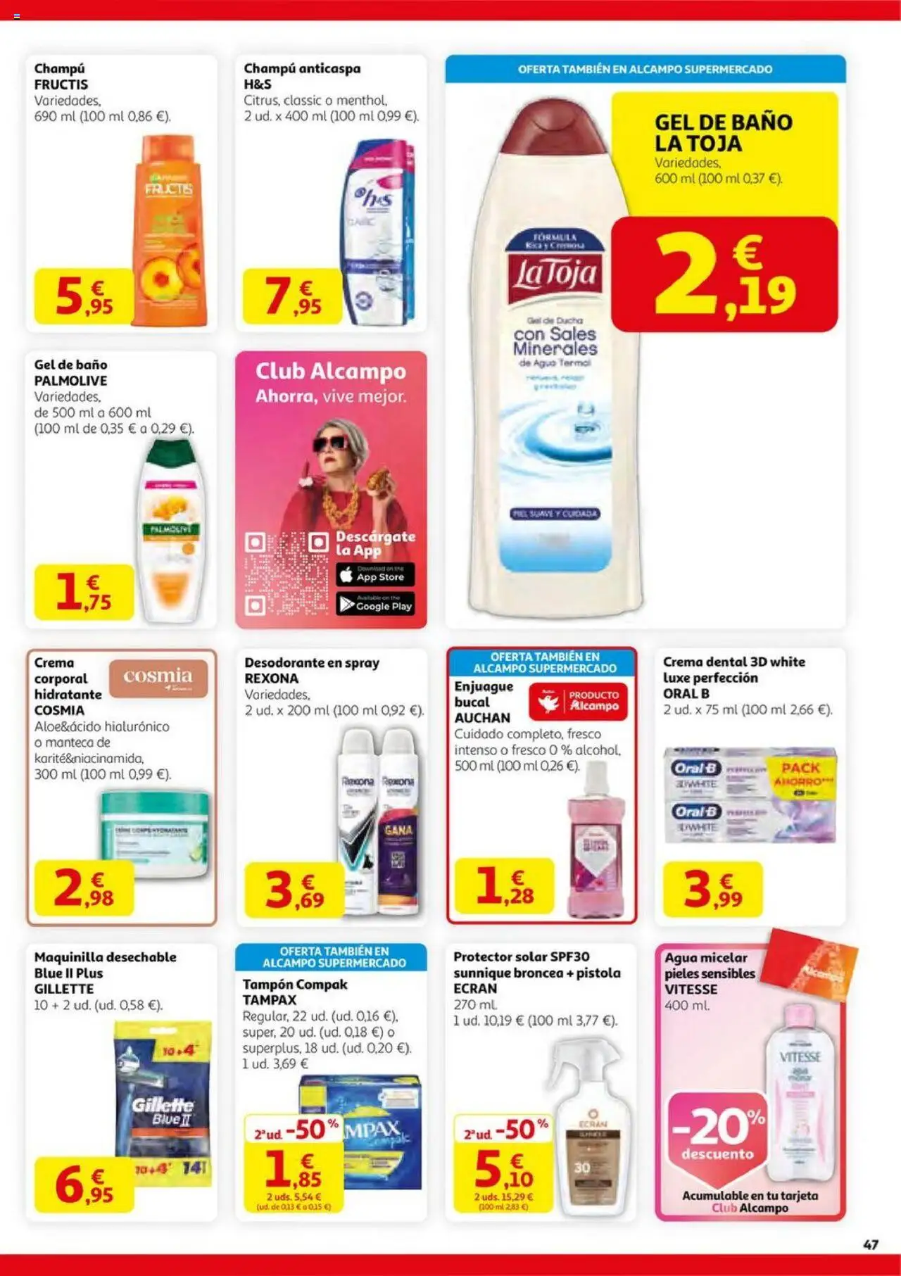 Alcampo - HG Nacional Unificado  │ válido desde el 14.08.2025 | Página: 47 | Productos: Agua micelar, Desodorante, Crema, Baño