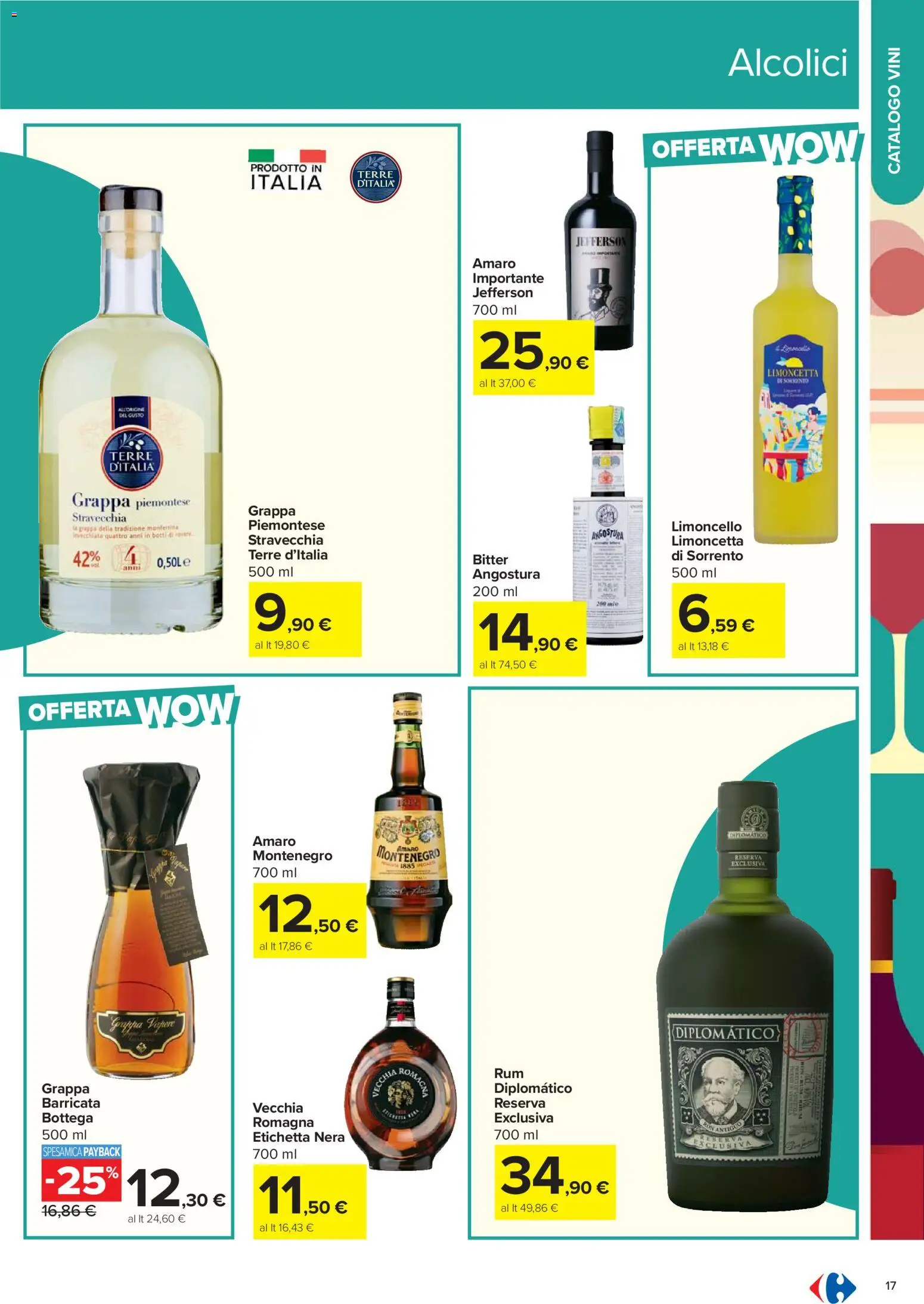 Volantino Carrefour del 17.02.2026 | Pagina: 17 | Prodotti: Limoncello, Grappa, Amaro