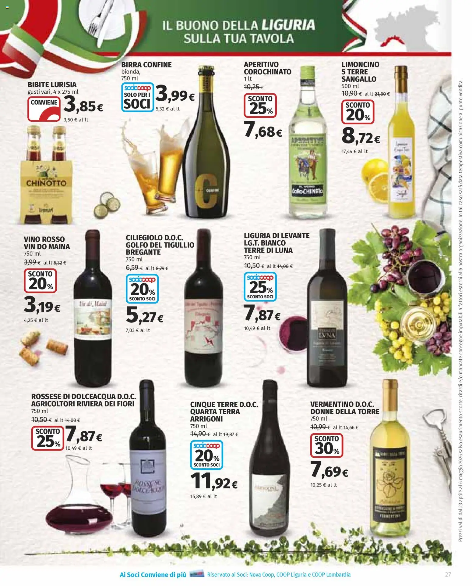 Volantino Ipercoop del 23.04.2026 | Pagina: 27 | Prodotti: Chinotto, Vino, Bibite, Vino rosso