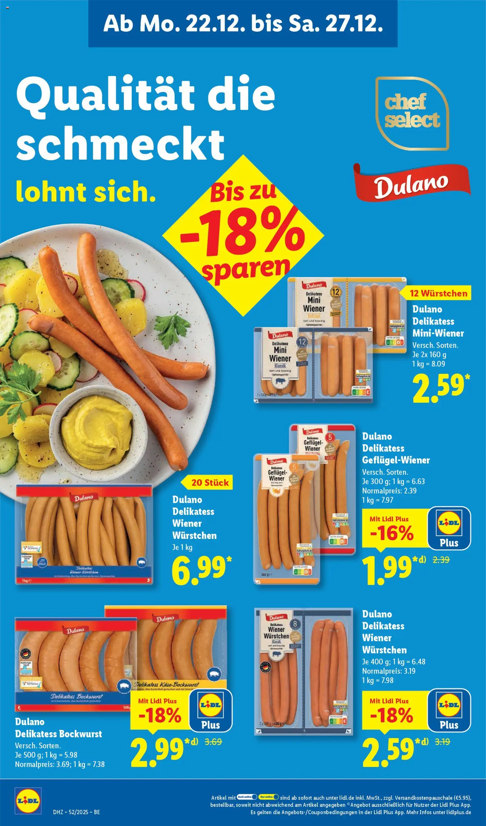 Lidl Prospekt Zossen – gültig ab 22.12.2025 | Seite: 20 | Produkte: Bockwurst, Wiener wurstchen