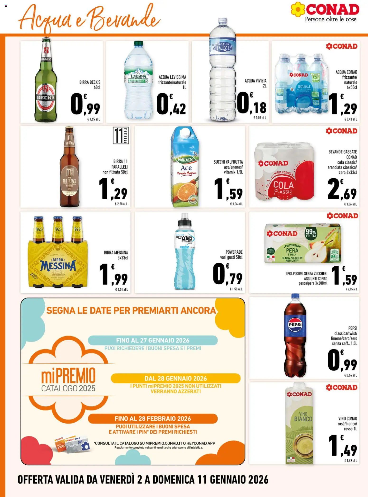 Volantino Conad del 02.01.2026 | Pagina: 12 | Prodotti: Birra, Acqua, Frutta, Vino