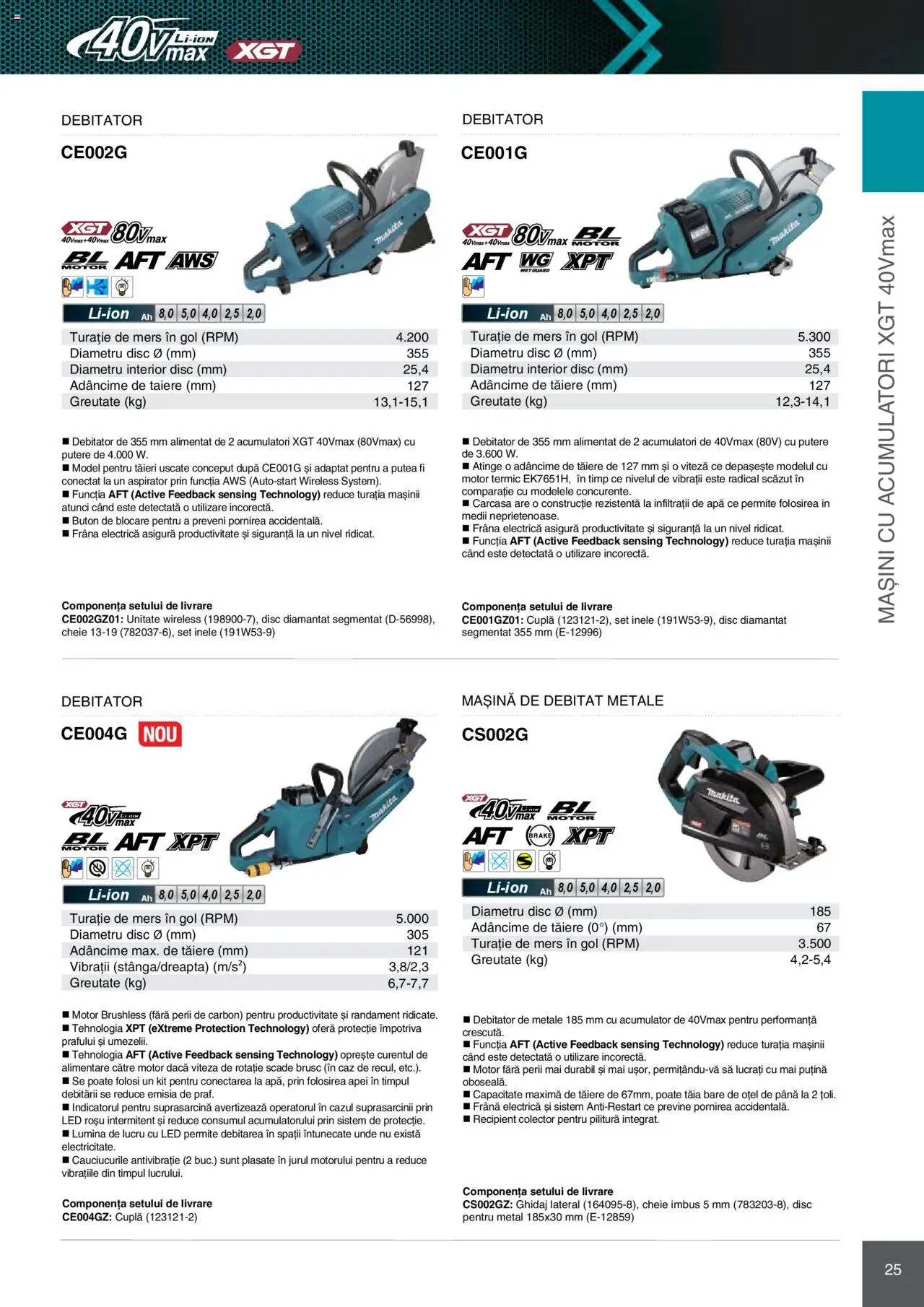 Noul catalog Makita – valabil de la 08.01.2025 | Pagină: 25 | Produse: Disc, Carcasă, Aspirator, Apă