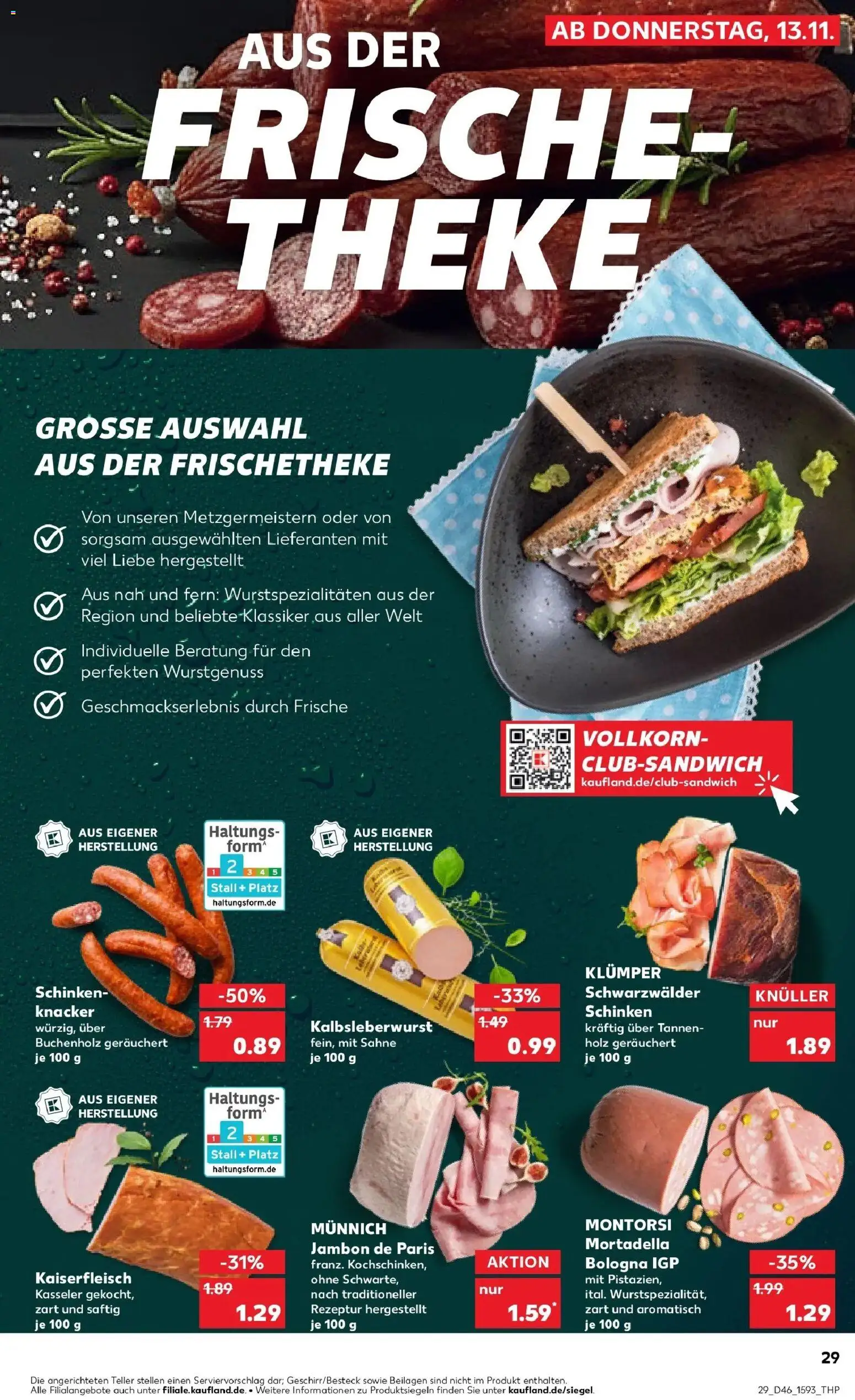 Kaufland prospekt Ulm	 – gültig ab 13.11.2025 | Seite: 29 | Produkte: Theke, Schinken, Sahne