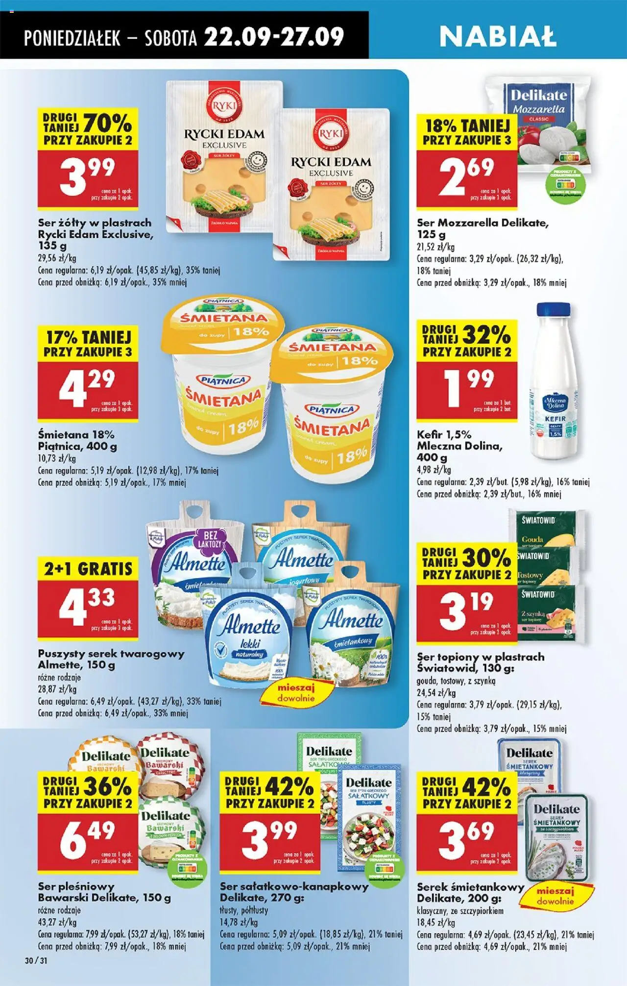 Biedronka gazetka od 22.09.2025 | Strona: 34 | Produkty: Ser żółty, Ser topiony, Ser pleśniowy, Cream cheese