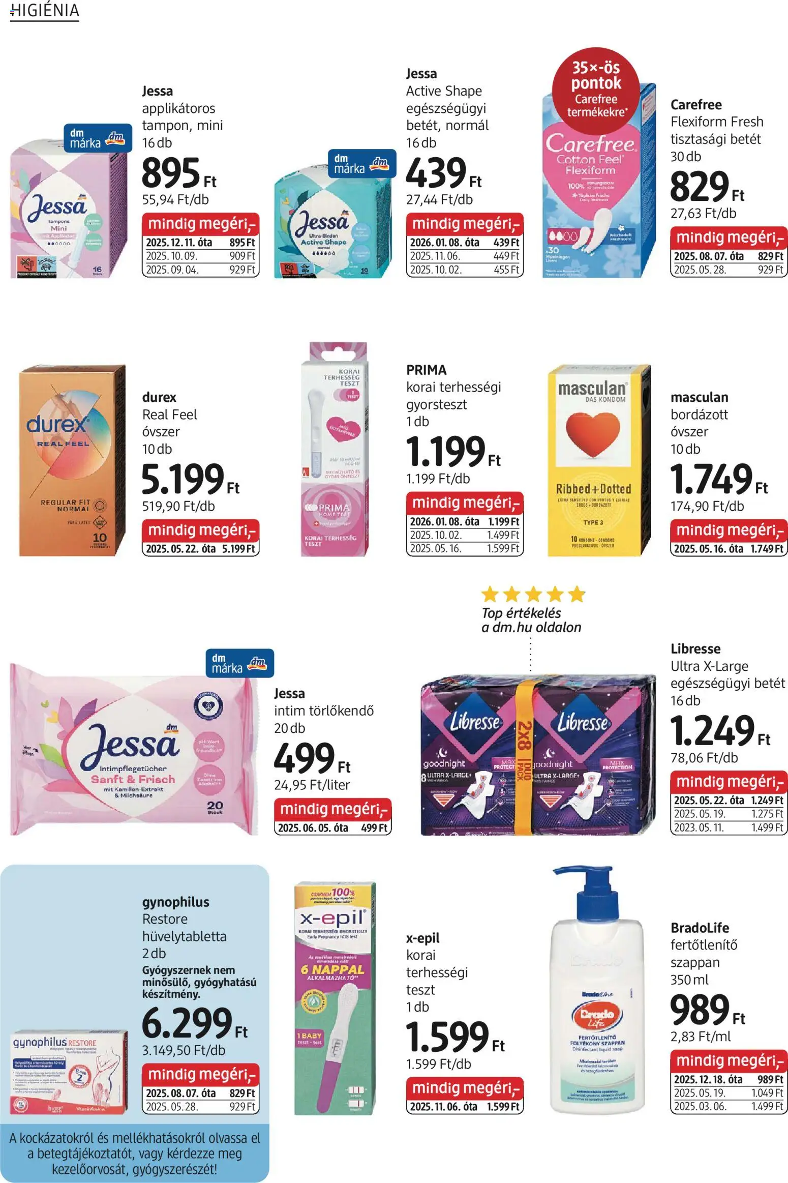 DM Drogerie Markt akciós ujság - amely érvényes a következő dátumtól: 08.01.2026 | Oldal: 14 | Termékek: Tisztasági betét, Óvszer, Létra, Terhességi teszt