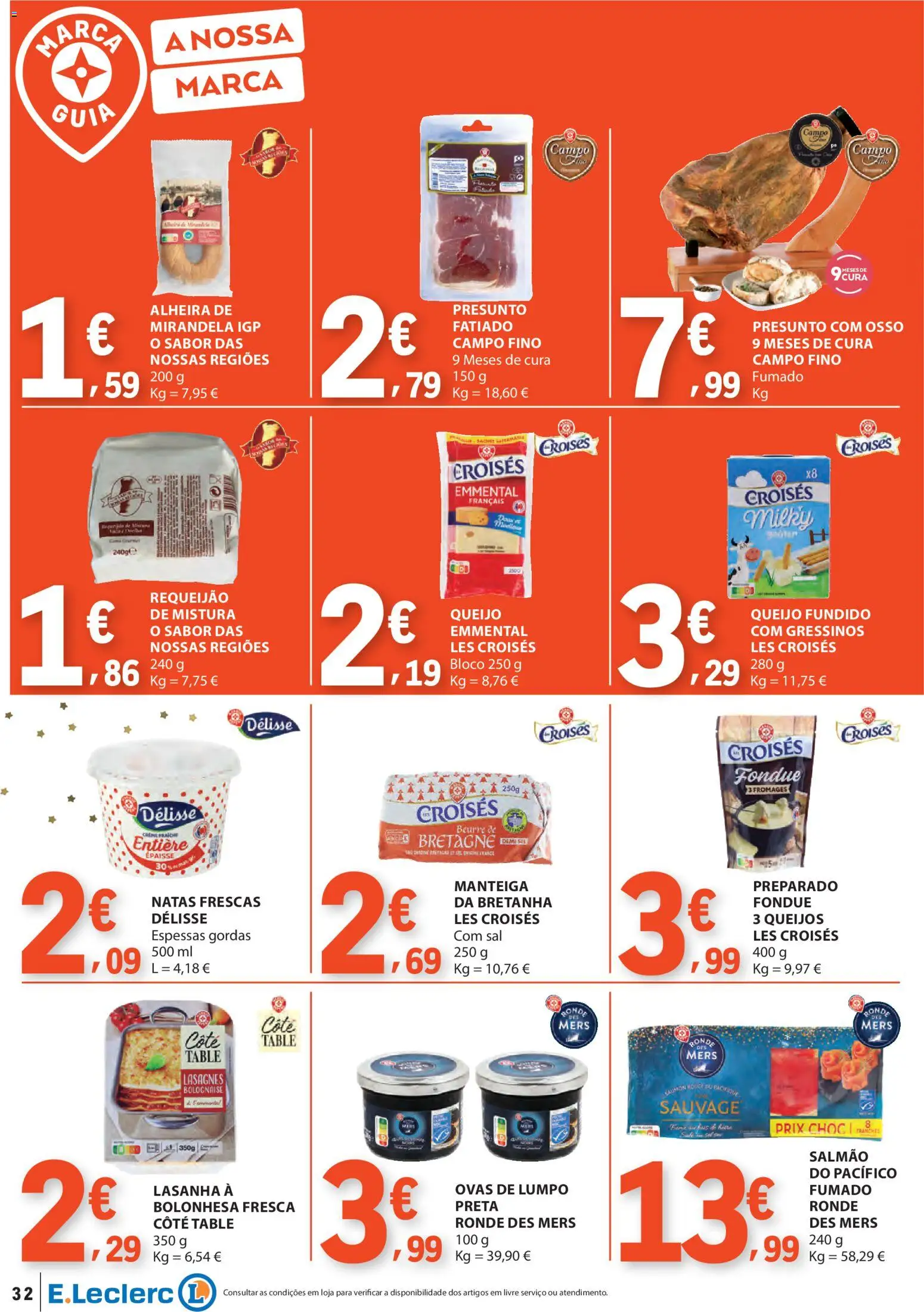 E.Leclerc folheto │ válido de 18.12.2025 | Página: 32 | Produtos: Creme fraiche, Lasanha, Presunto, Creme