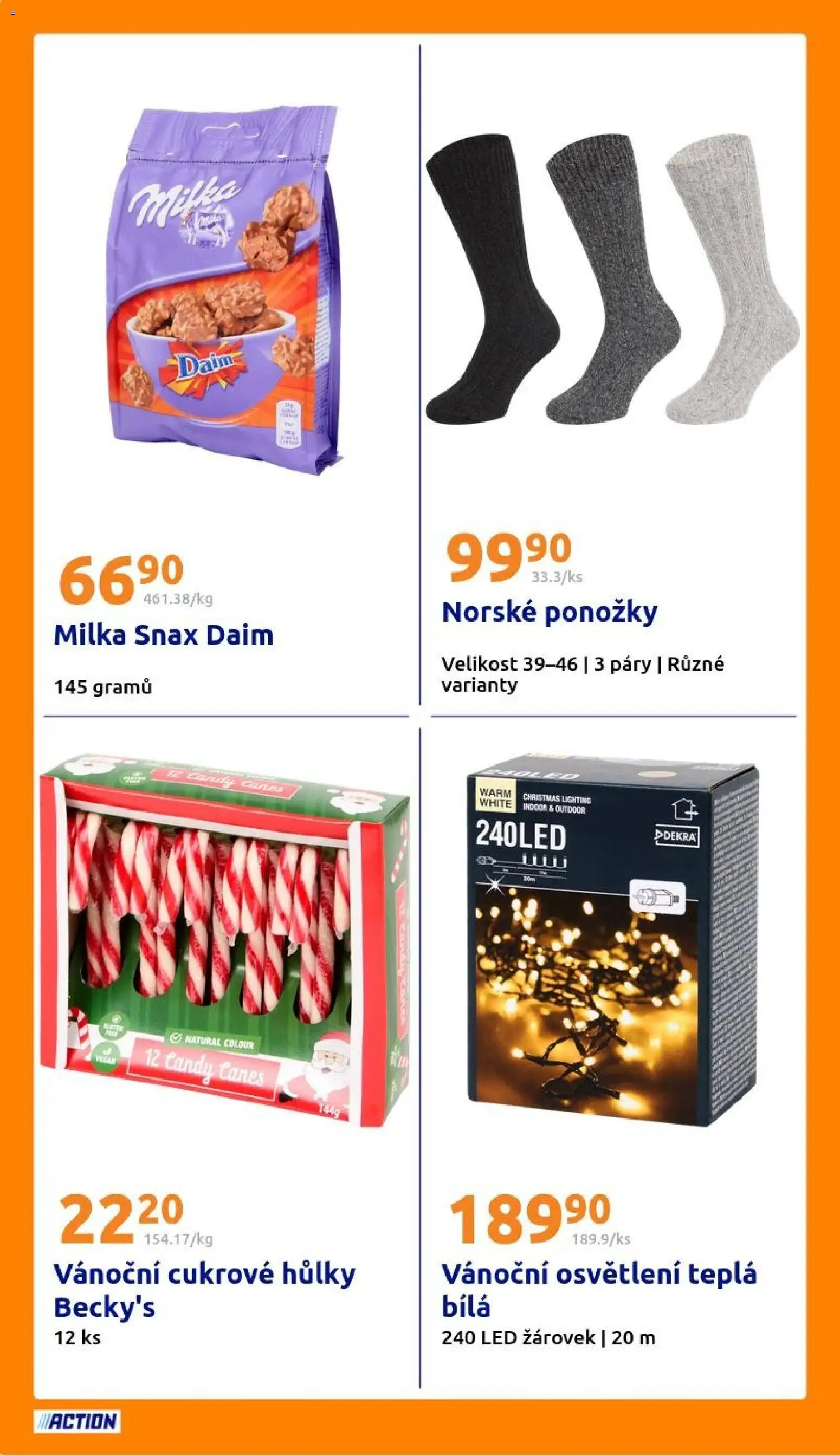 Action leták od 19.11.2025 | Strana: 20 | Produkty: Ponožky, Milka, LED