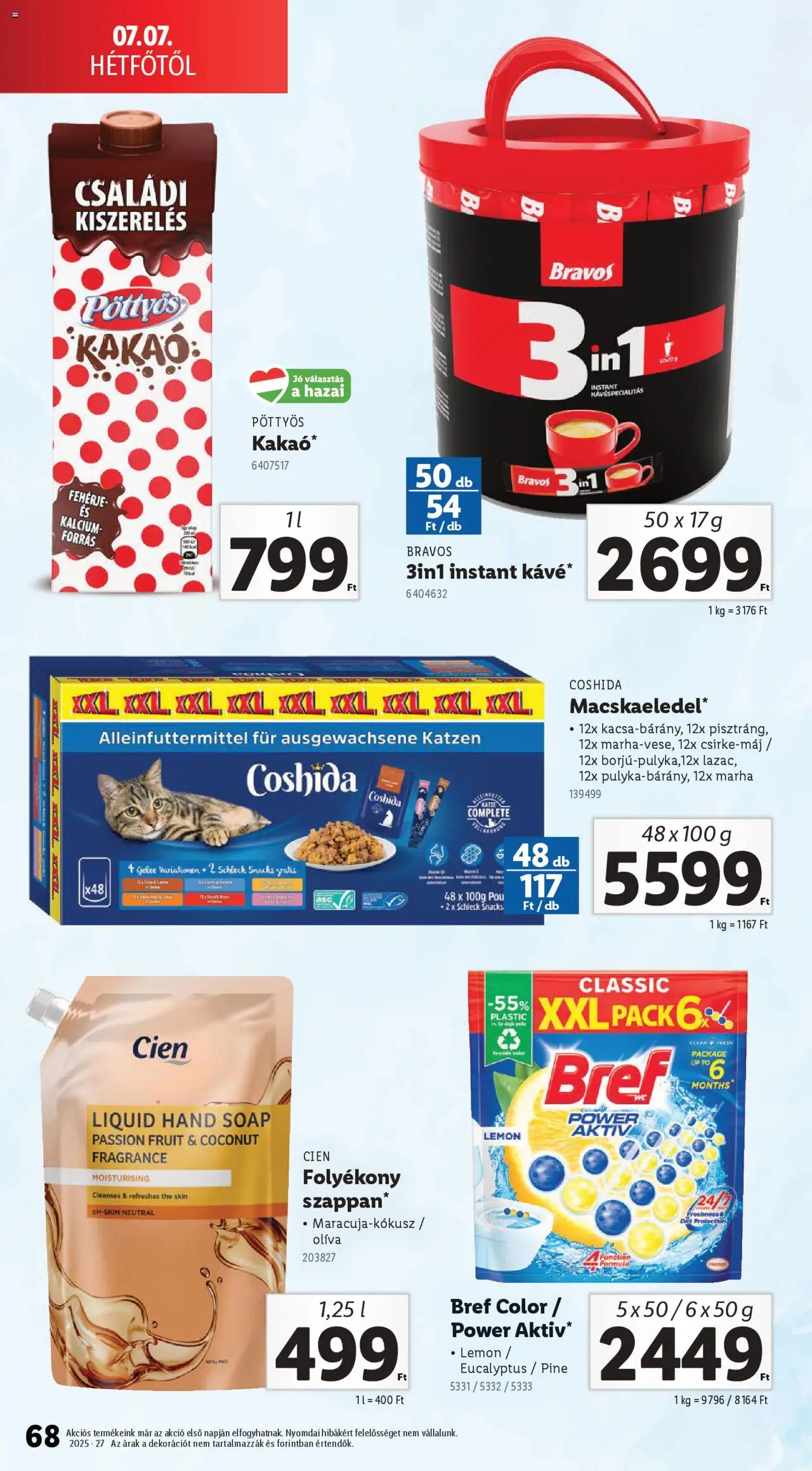 Lidl akciós ujság - amely érvényes a következő dátumtól: 03.07.2025 | Oldal: 68 | Termékek: Fehérje, Csirkemáj
