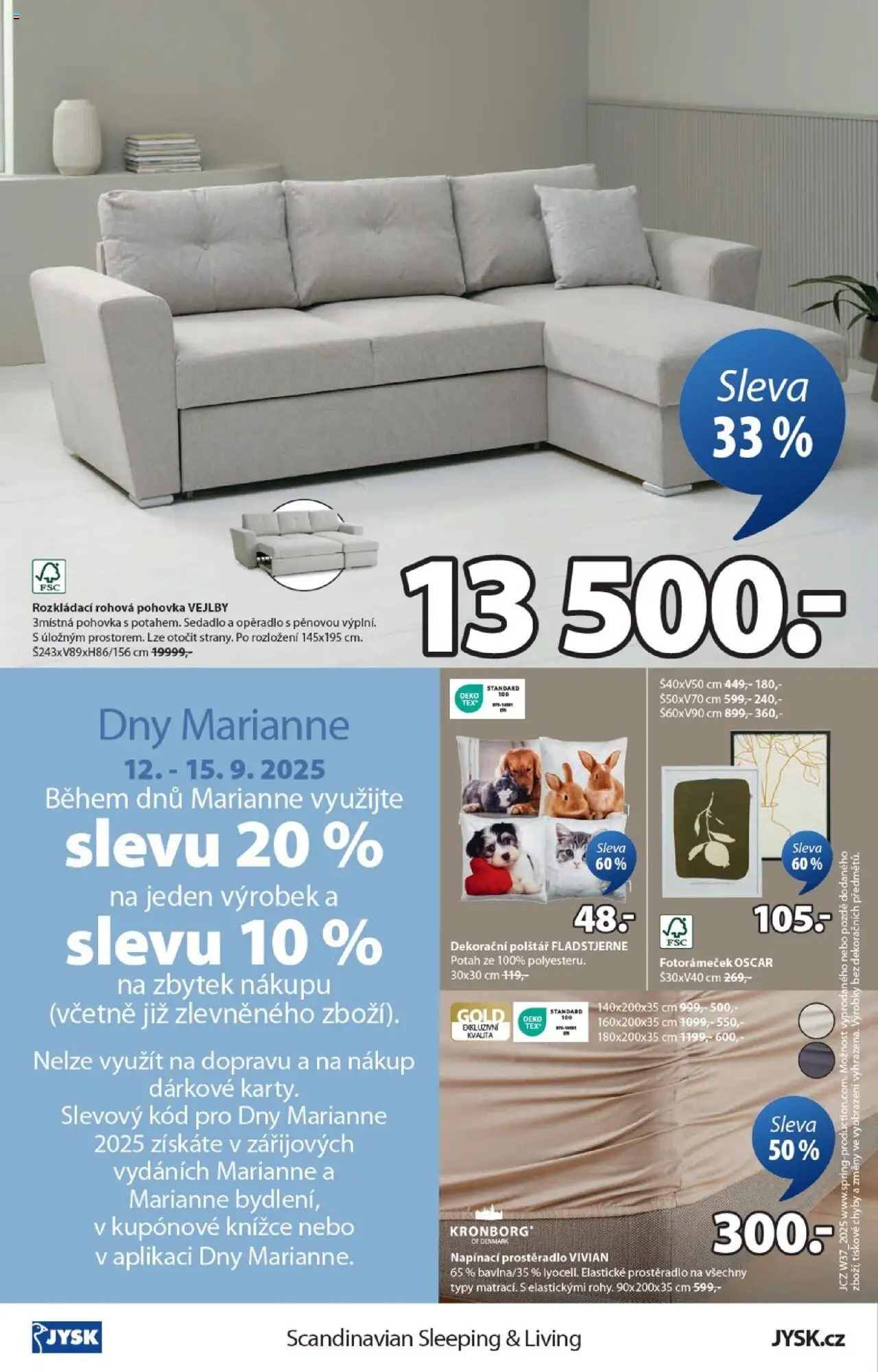 JYSK leták - Skvělá nabídka od 08.09.2025 | Strana: 16 | Produkty: Polštář, Pohovka, Fotorámeček, Prostěradlo