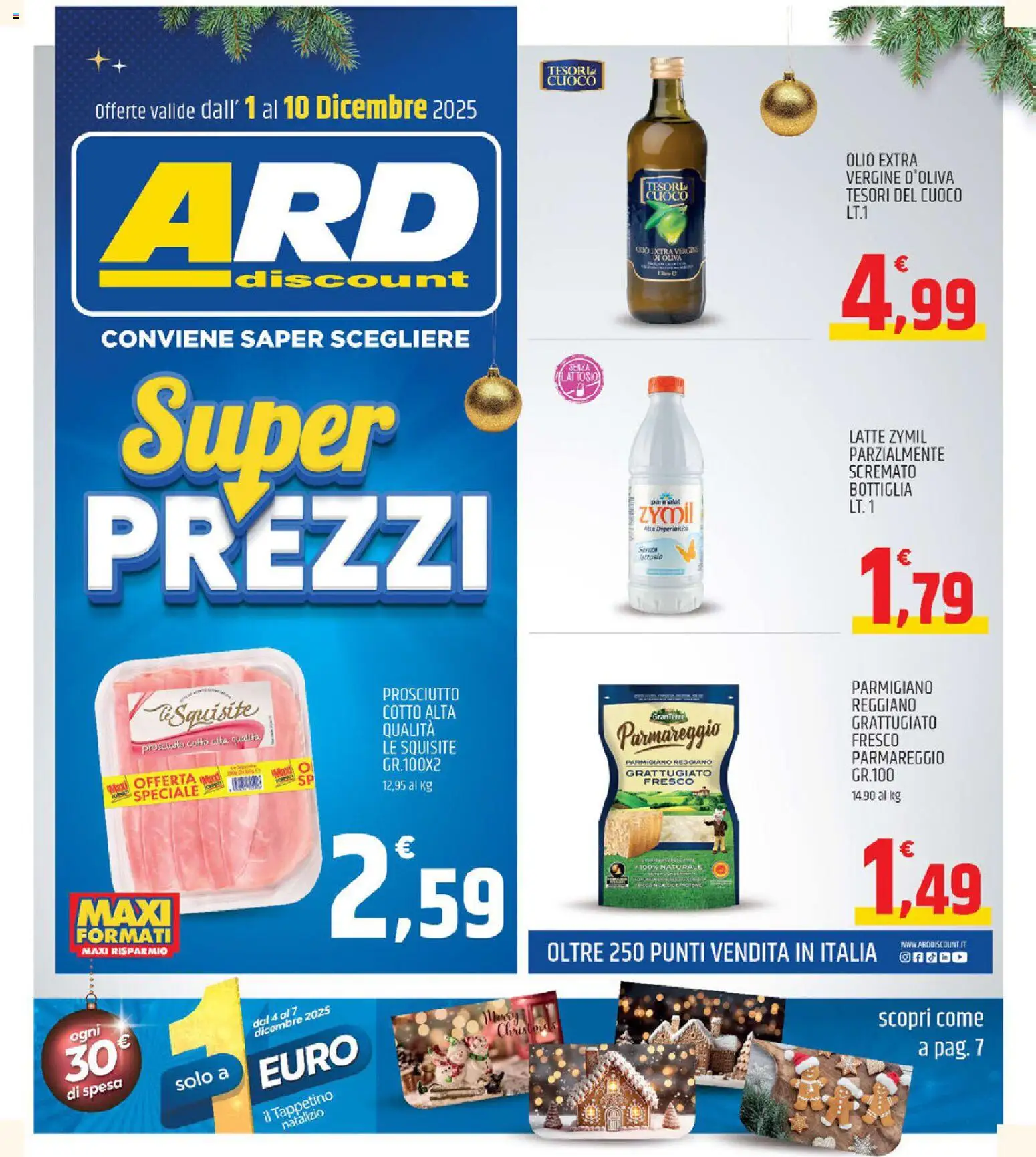 Volantino ARD Discount del 01.12.2025 | Pagina: 1 | Prodotti: Latte, Olio, Prosciutto, Parmigiano