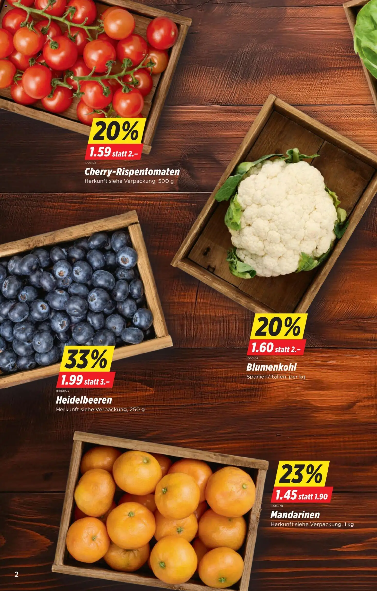 Denner Aktionen – gültig ab 27.01.2026 | Seite: 2 | Produkte: Blumenkohl, Mandarinen