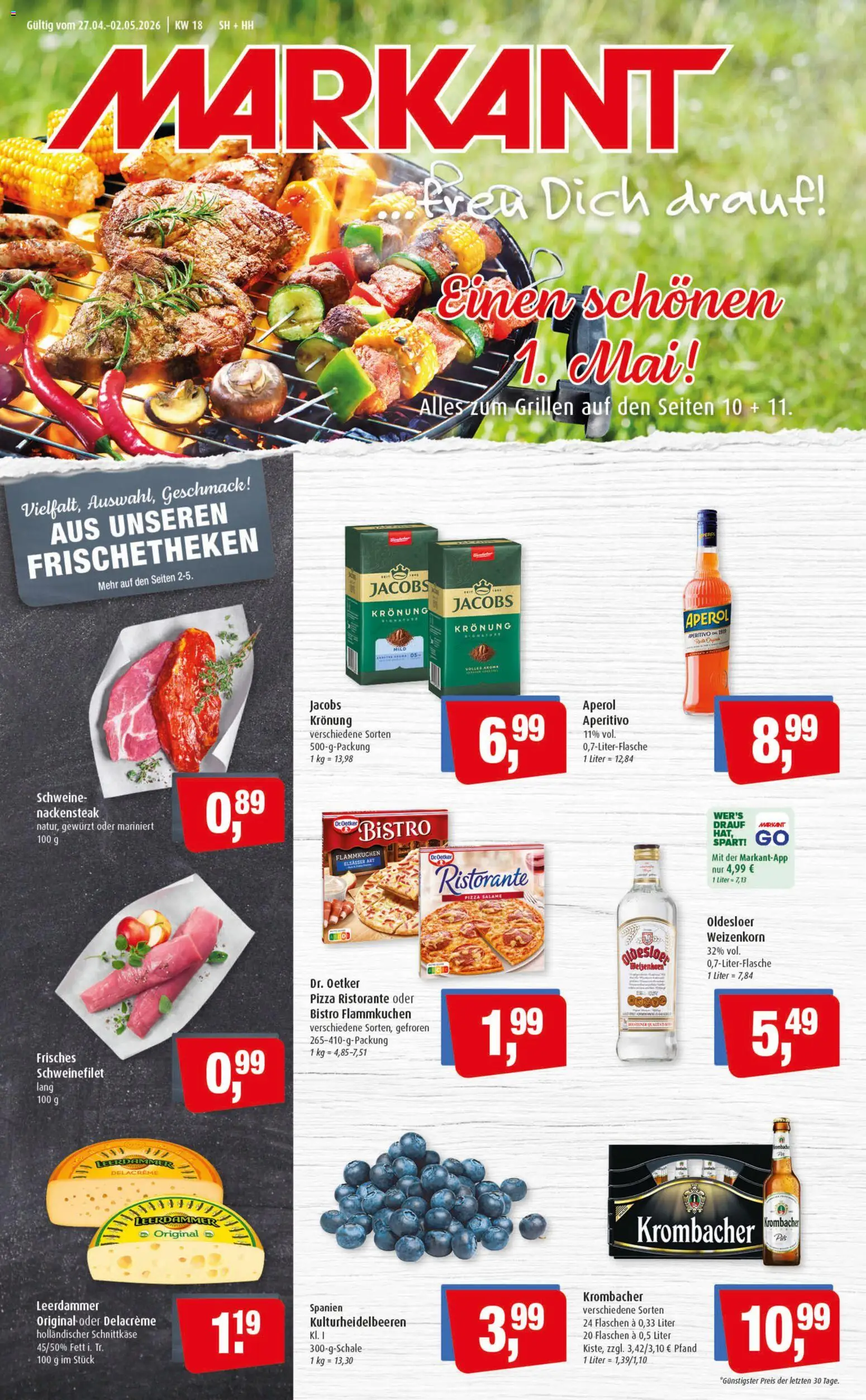 Markant Prospekt 	 – gültig ab 27.04.2026 | Seite: 1 | Produkte: Ristorante, Oldesloer, Krombacher, Pizza