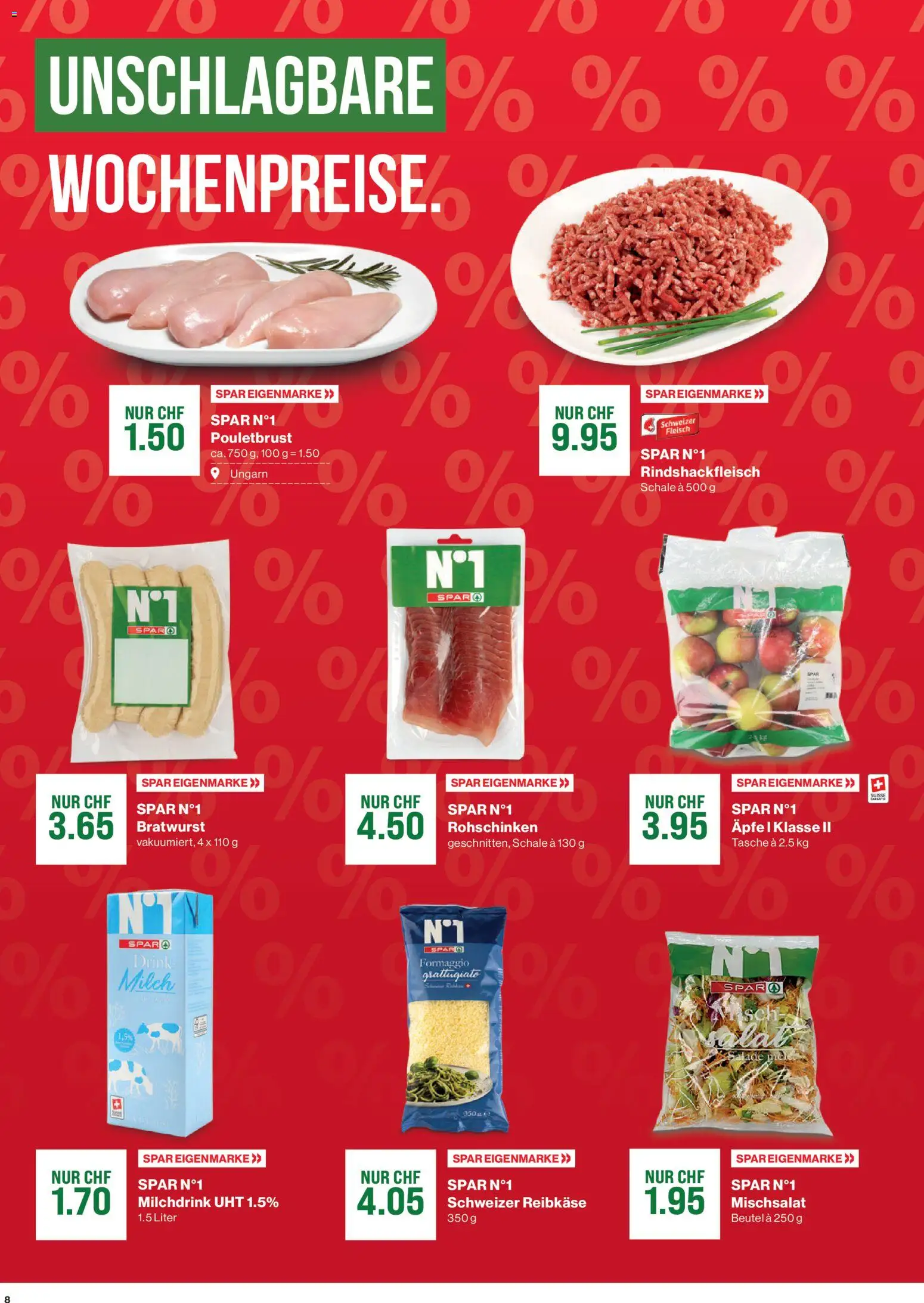 SPAR aktionen – gültig ab 09.04.2026 | Seite: 8 | Produkte: Pouletbrust, Milch, Tasche