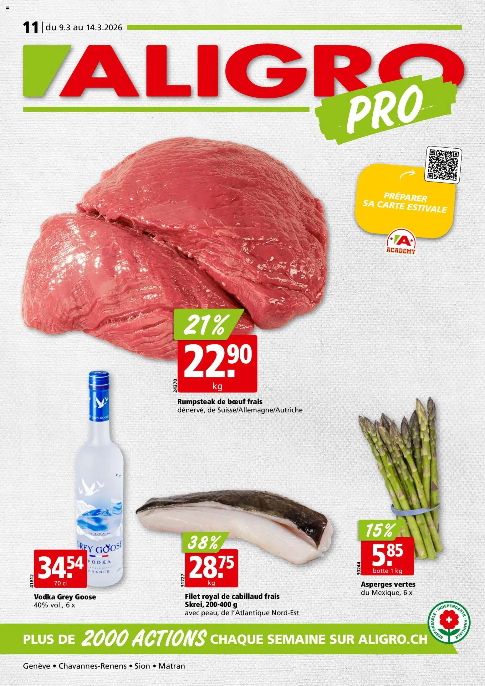 Aligro aktionen Chavannes, Matran, Genève, Sion – gültig ab 09.03.2026 | Seite: 1
