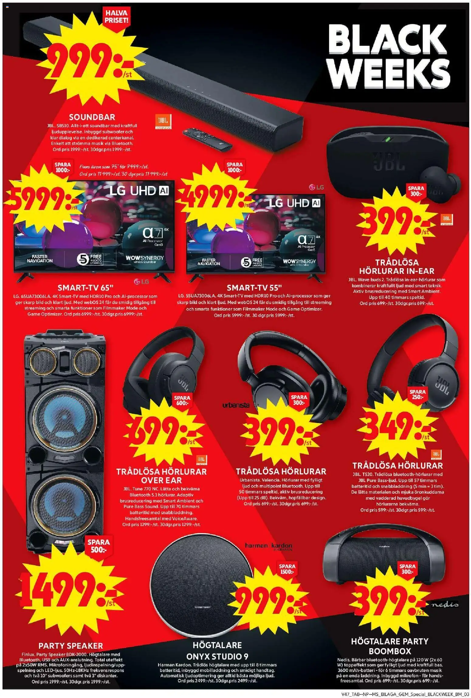 ICA Maxi reklamblad aktuell från 17.11.2025 | Sida: 15 | Produkter: Gem, Trådlösa hörlurar, Smart tv, Mikrofon