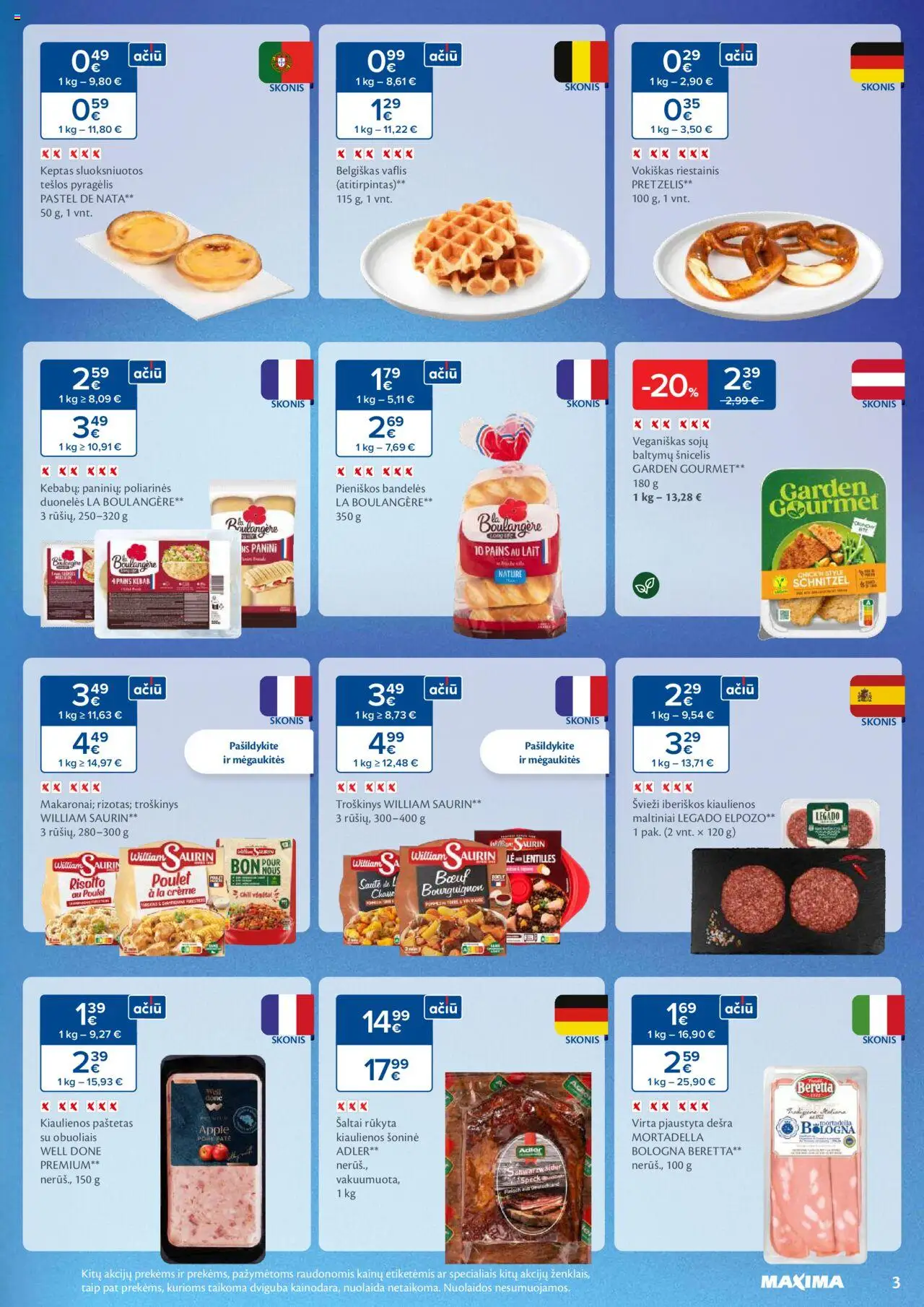 MAXIMA leidinys│galioja nuo 19.08.2025 | Puslapis: 3 | Prekių: Kiaulienos, Bandelės, Dešra