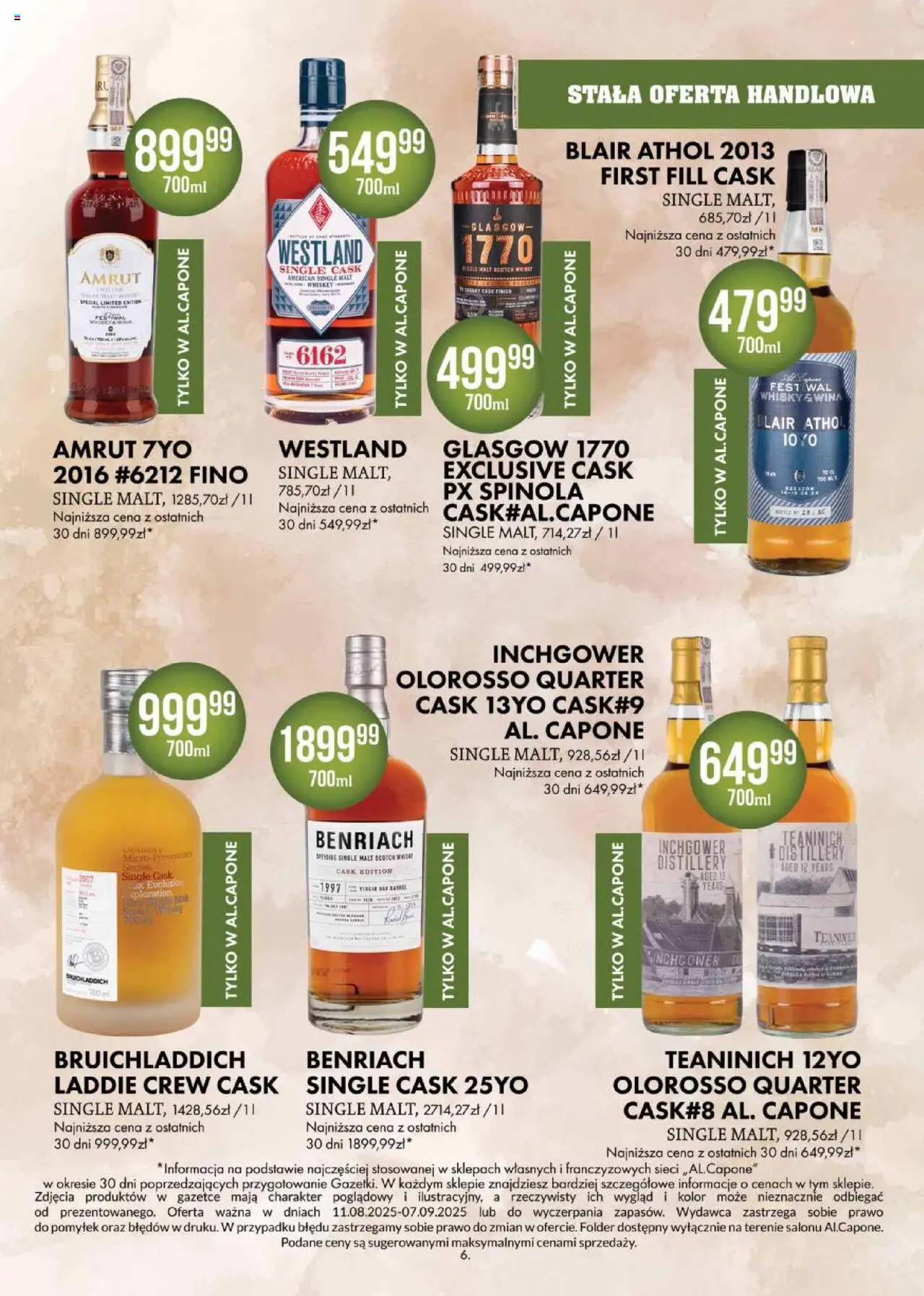 Al.Capone Gazetka od 11.08.2025 | Strona: 6 | Produkty: Finish, Whisky