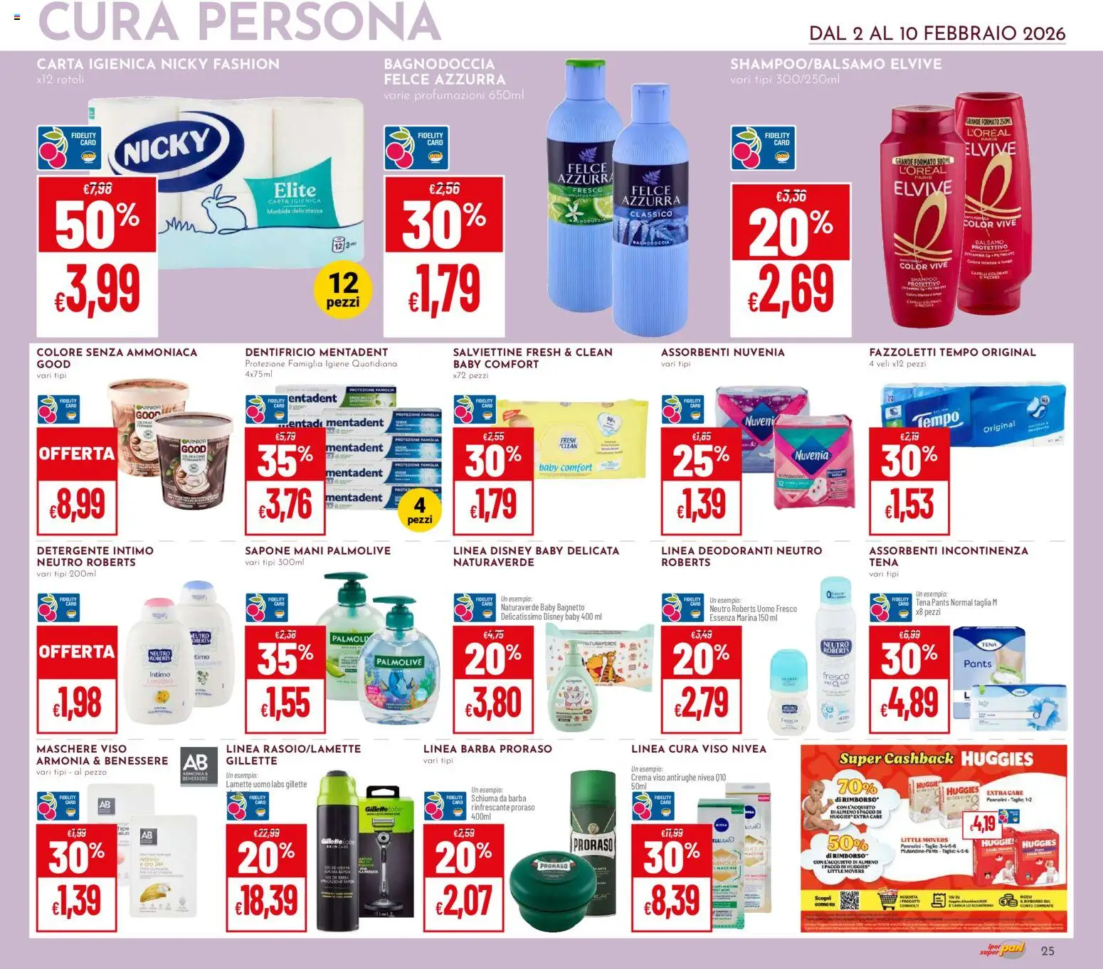 Volantino Pan del 02.02.2026 | Pagina: 25 | Prodotti: Balsamo, Sapone, Dentifricio, Bagnetto