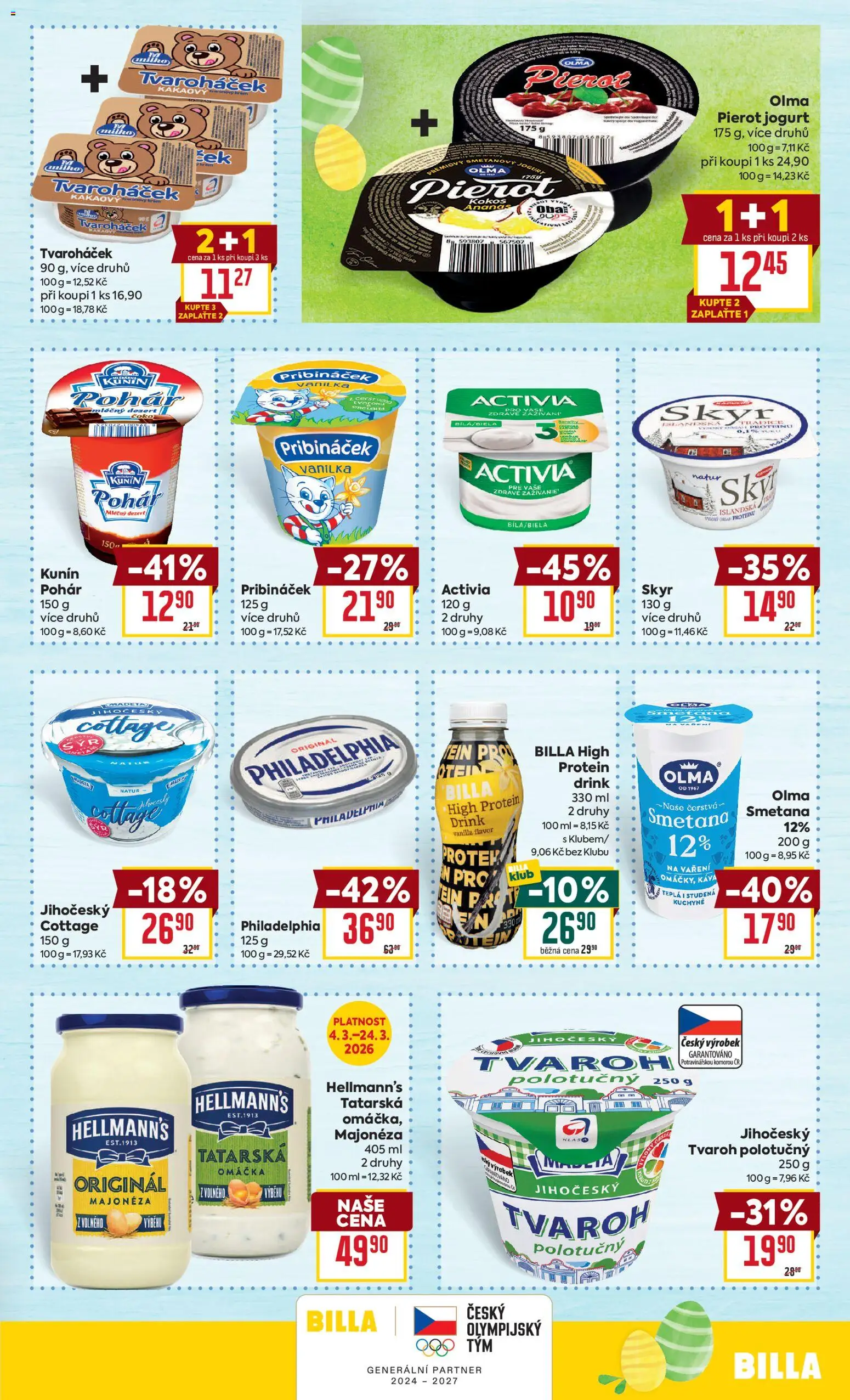 Billa Velký leták od 04.03.2026 | Strana: 19 | Produkty: Pribináček, Hellmann's, Protein, Kuchyně